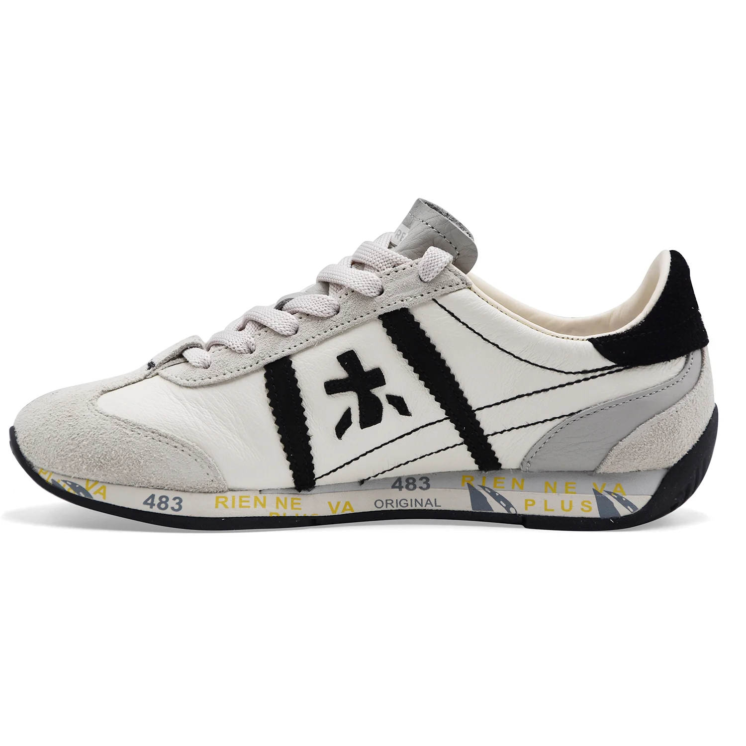 Sneakers Premiata JACKYXD 8222 Donna Pelle Bianca Dettagli Neri - Image 5