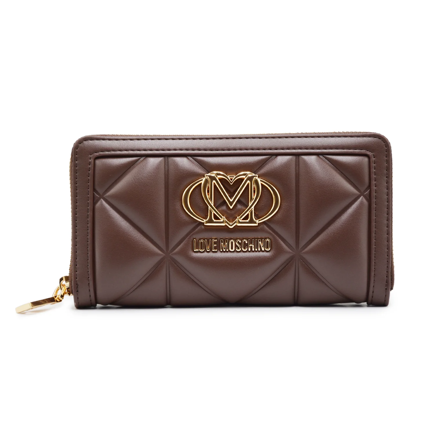 Portafoglio Donna Love Moschino Embossed Cioccolato Chiusura Zip