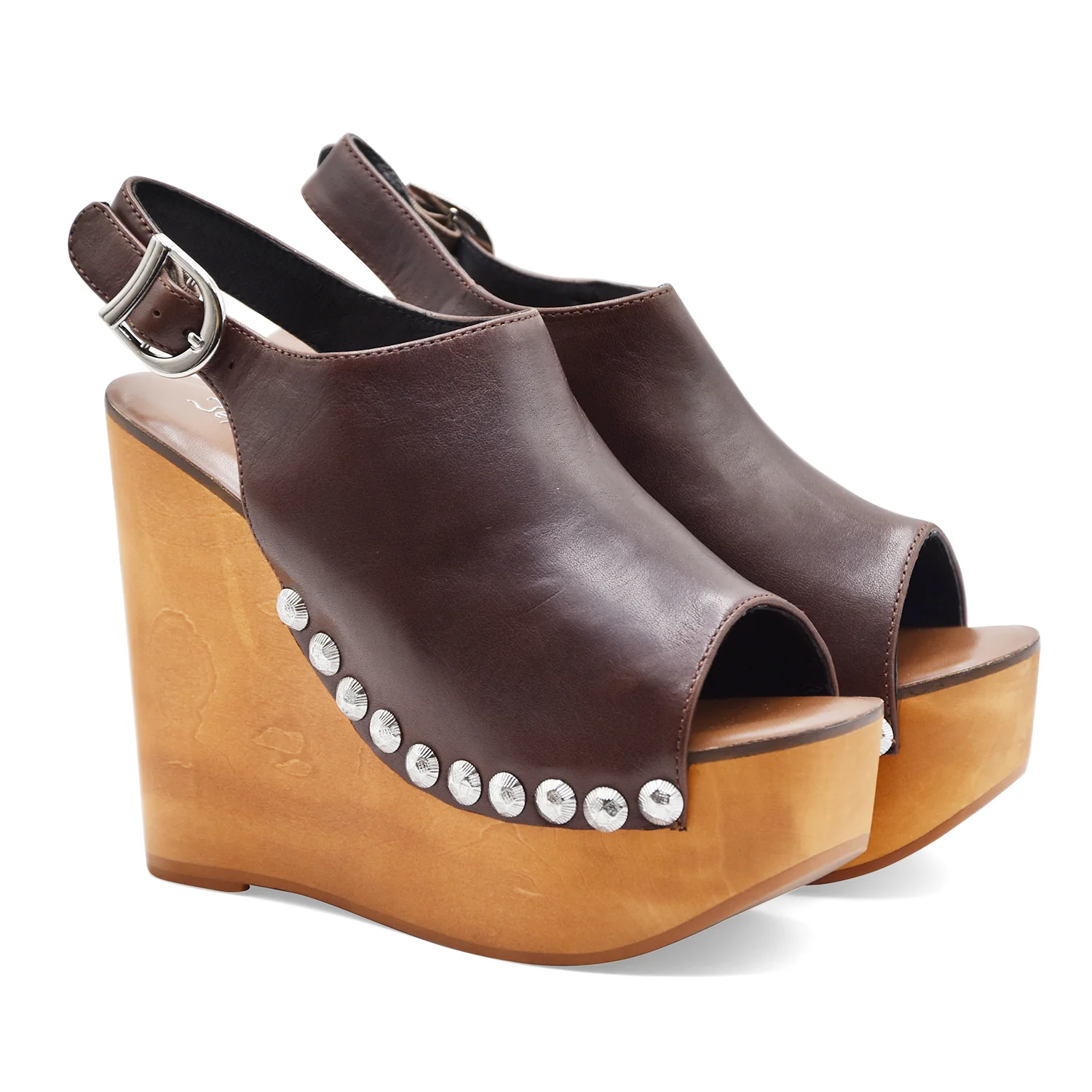 Sandali Jeffrey Campbell Donna Snick Marrone Zeppa Con Borchie - Image 2
