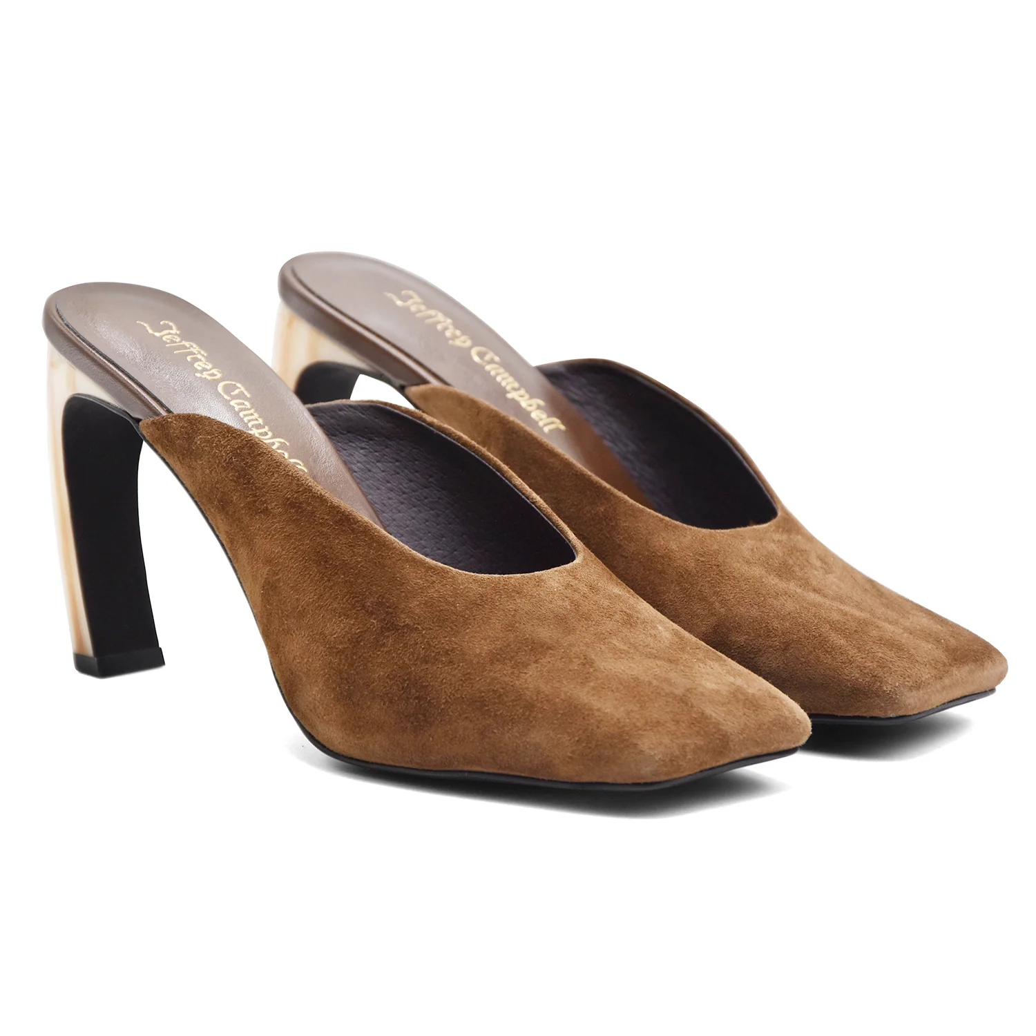 Sabot Donna Jeffrey Campbell Scamosciato Marrone Tacco Scultoreo - Image 4