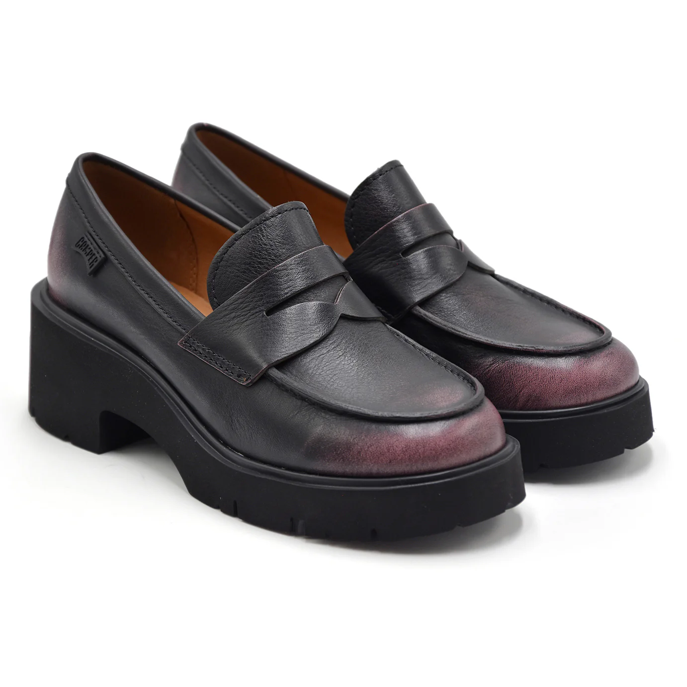 Mocassini Camper Donna Mezzo Tacco Milah Nero Sfumature Rosa - Image 2