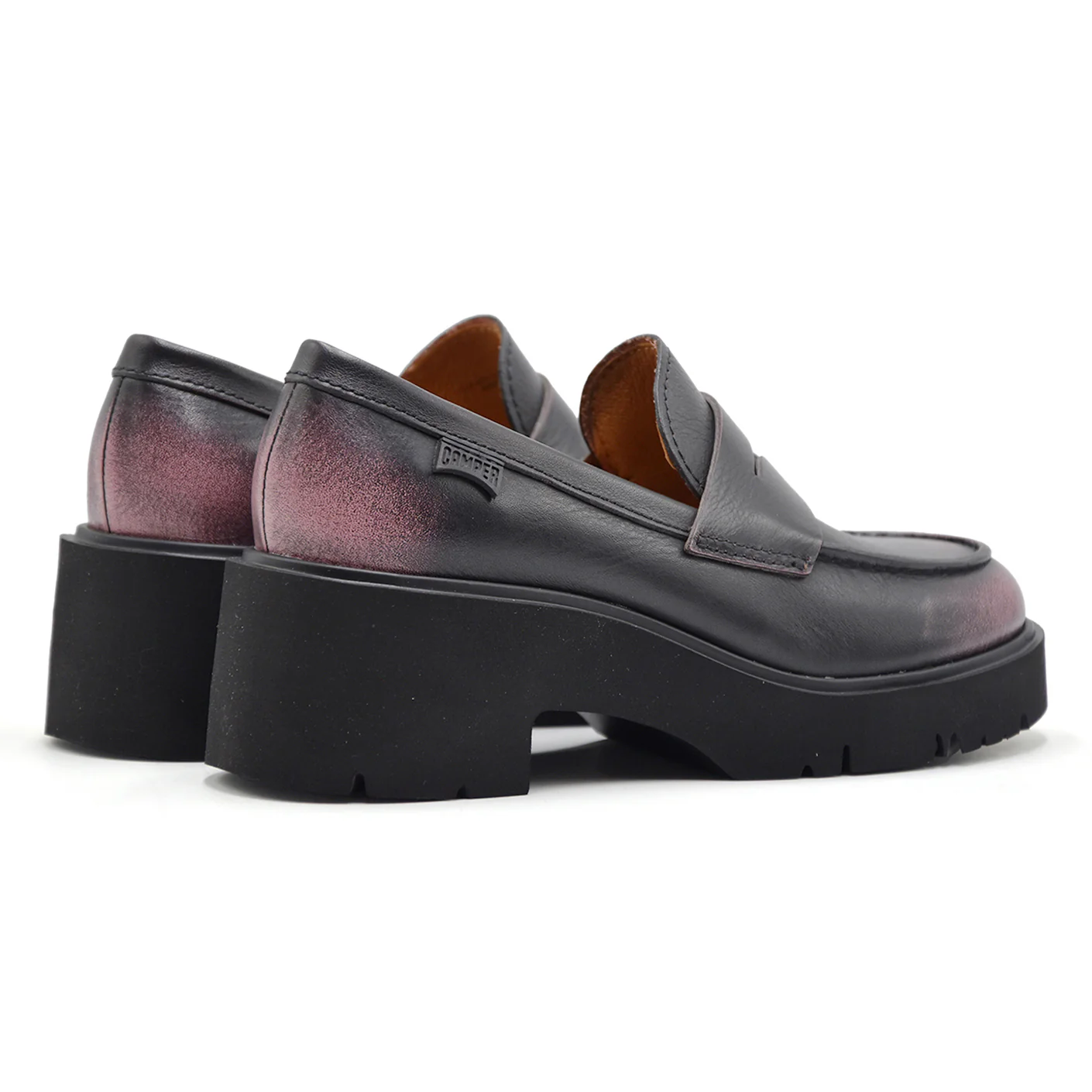 Mocassini Camper Donna Mezzo Tacco Milah Nero Sfumature Rosa - Image 3