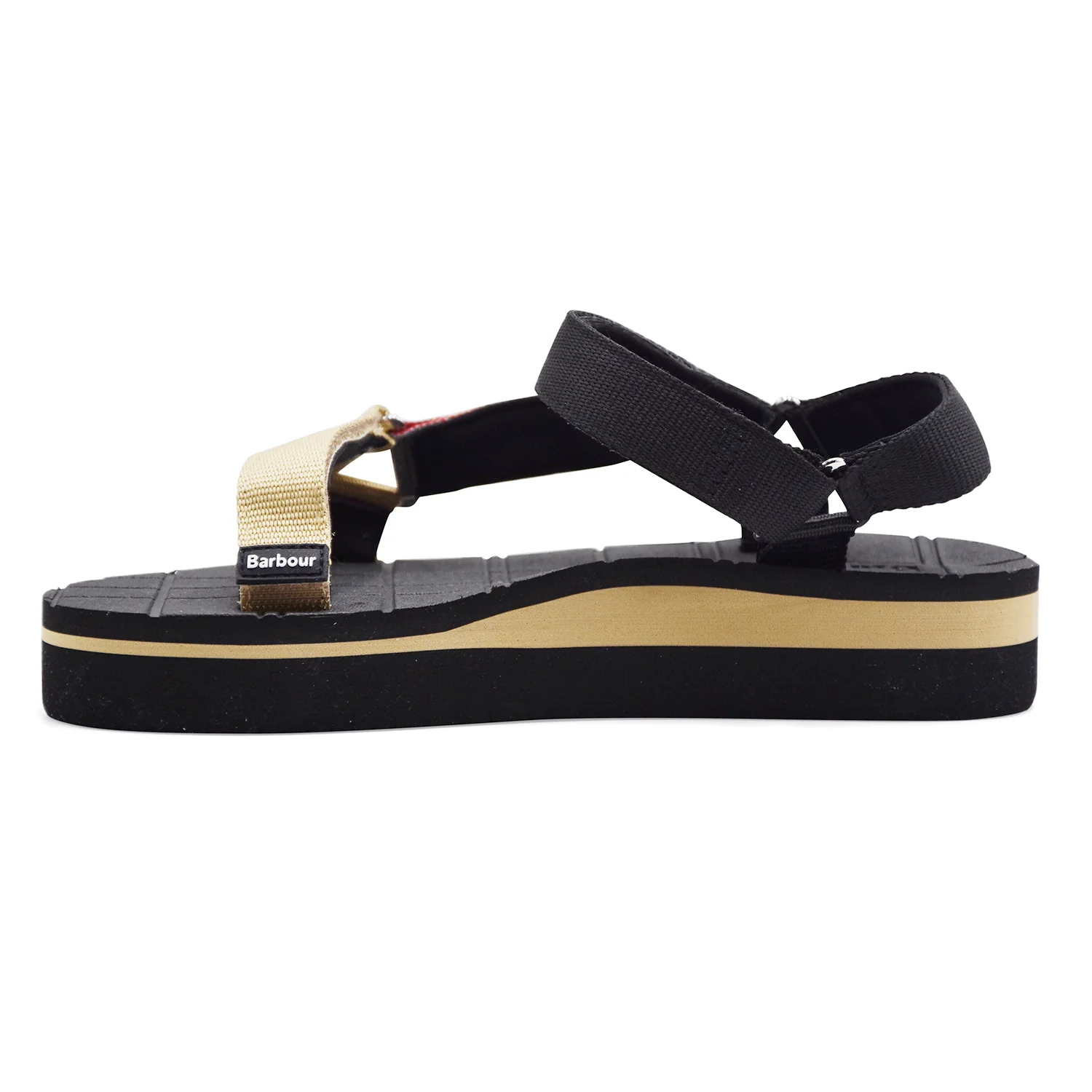Barbour Sandali Donna Tessuto Nero Beige E Tartan MILA SANDAL - Image 3