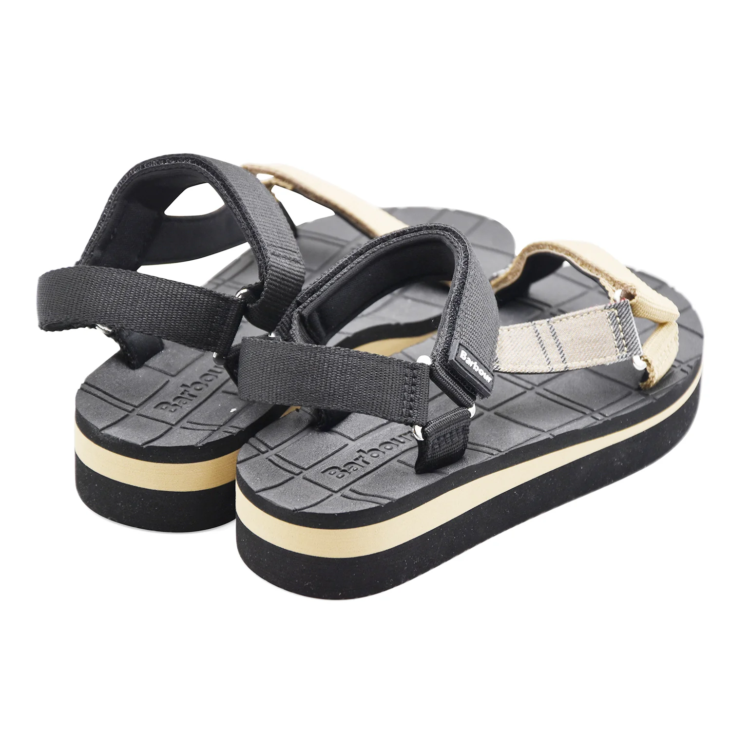 Barbour Sandali Donna Tessuto Nero Beige E Tartan MILA SANDAL - Image 5