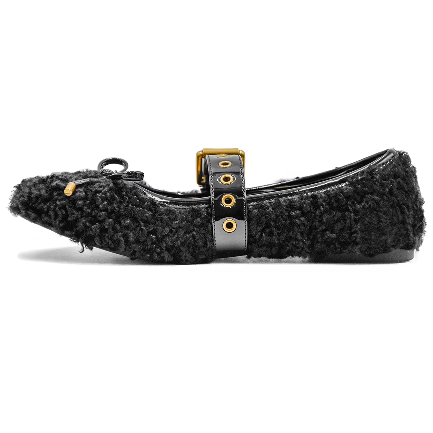 Loafer Ballerine Donna Riccio Nero Fiocco Frontale In Tono - Image 3