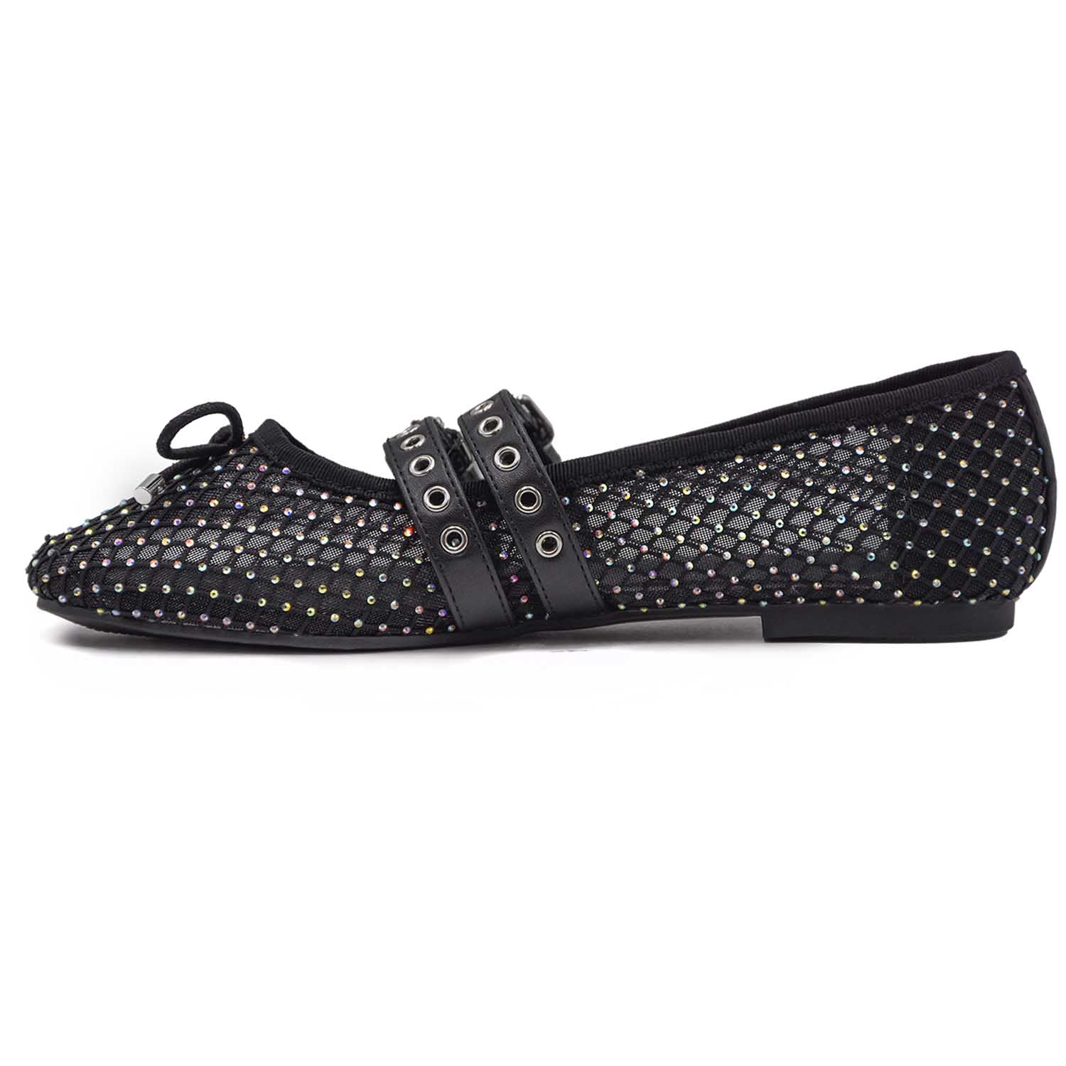 Ballerine Donna Loafer Nero Misty In Fresco Tessuto Retato - Image 3