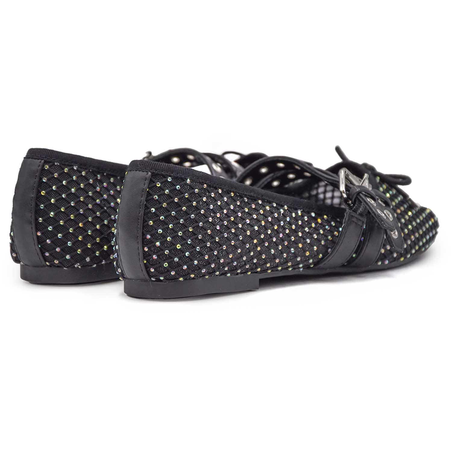 Ballerine Donna Loafer Nero Misty In Fresco Tessuto Retato - Image 4
