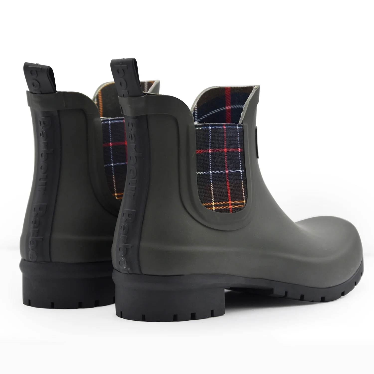 Stivaletti Donna Barbour Kingham Gomma Verde Iconico E Tartan - Image 3