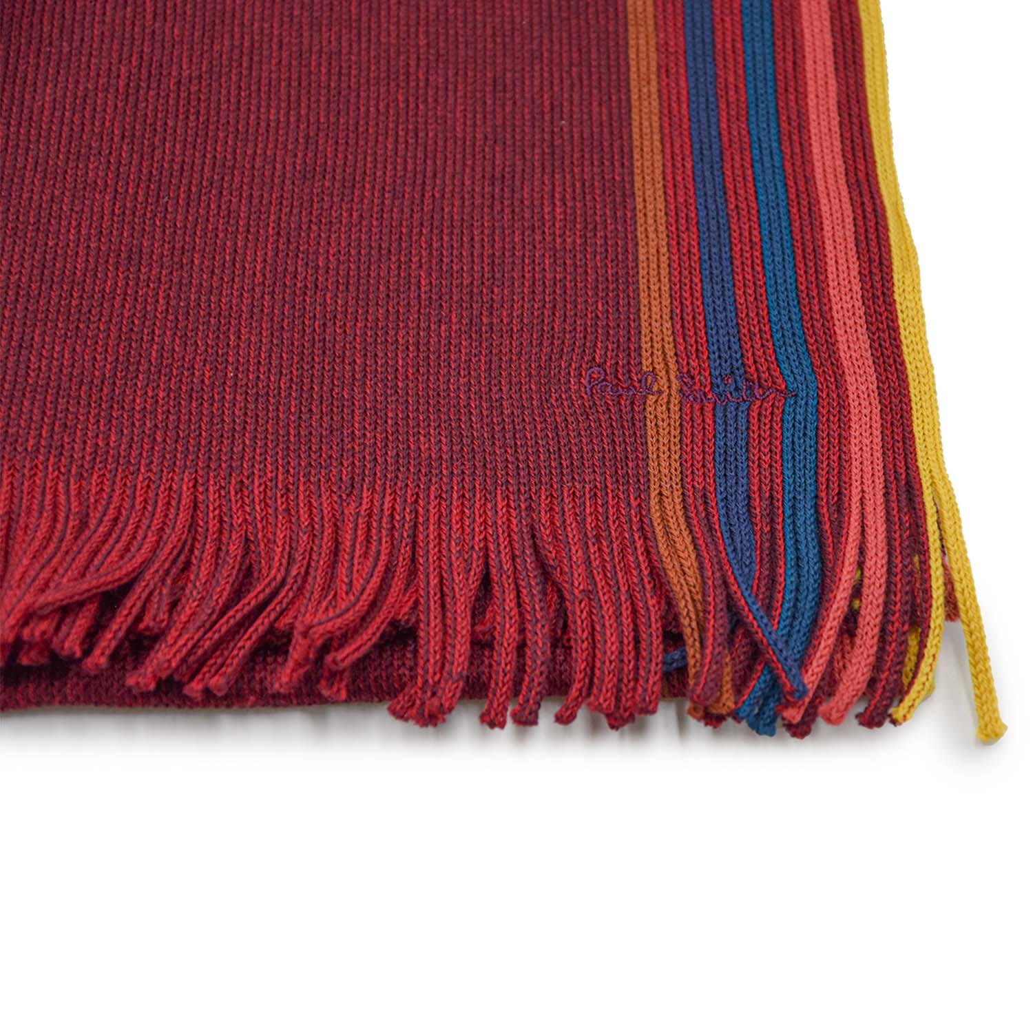 Sciarpe In Morbida Lana Merino Paul Smith Bordeaux Logo Firmato - Image 3