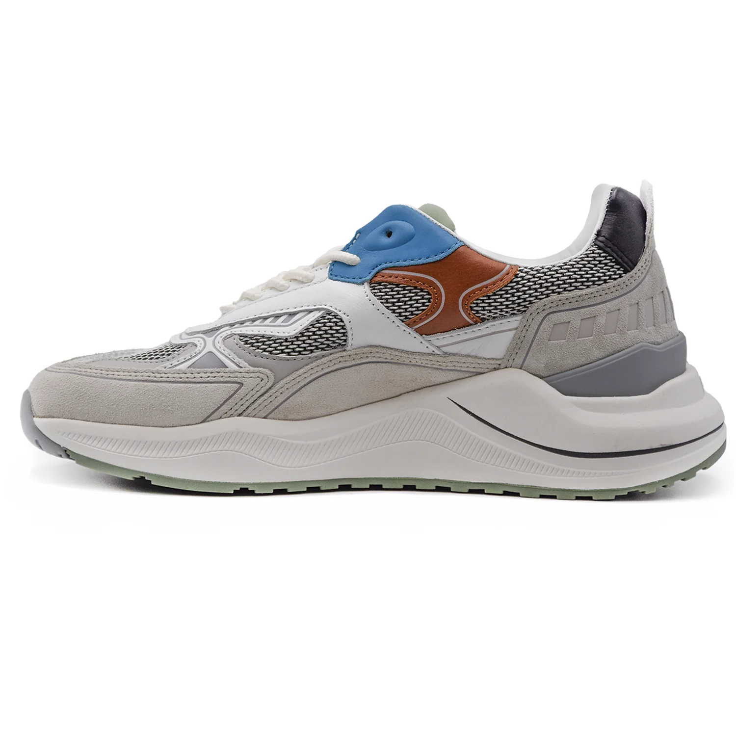 Sneakers D.A.T.E. Fuga Uomo Bianco In Pelle E Tessuto Traspirante - Image 3