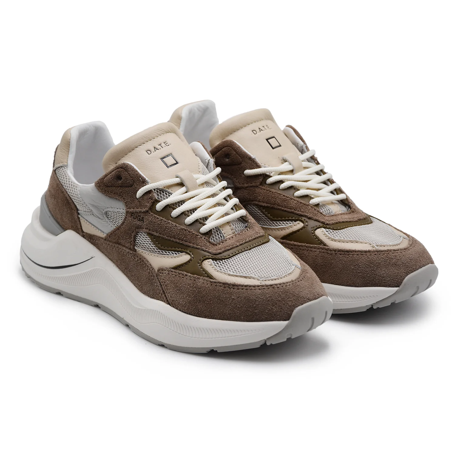 D.A.T.E. Sneakers Uomo FUGA Pelle Scamosciata Marrone E Tessuto - Image 2