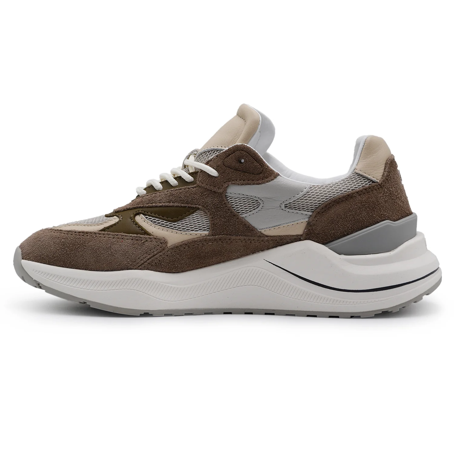 D.A.T.E. Sneakers Uomo FUGA Pelle Scamosciata Marrone E Tessuto - Image 3