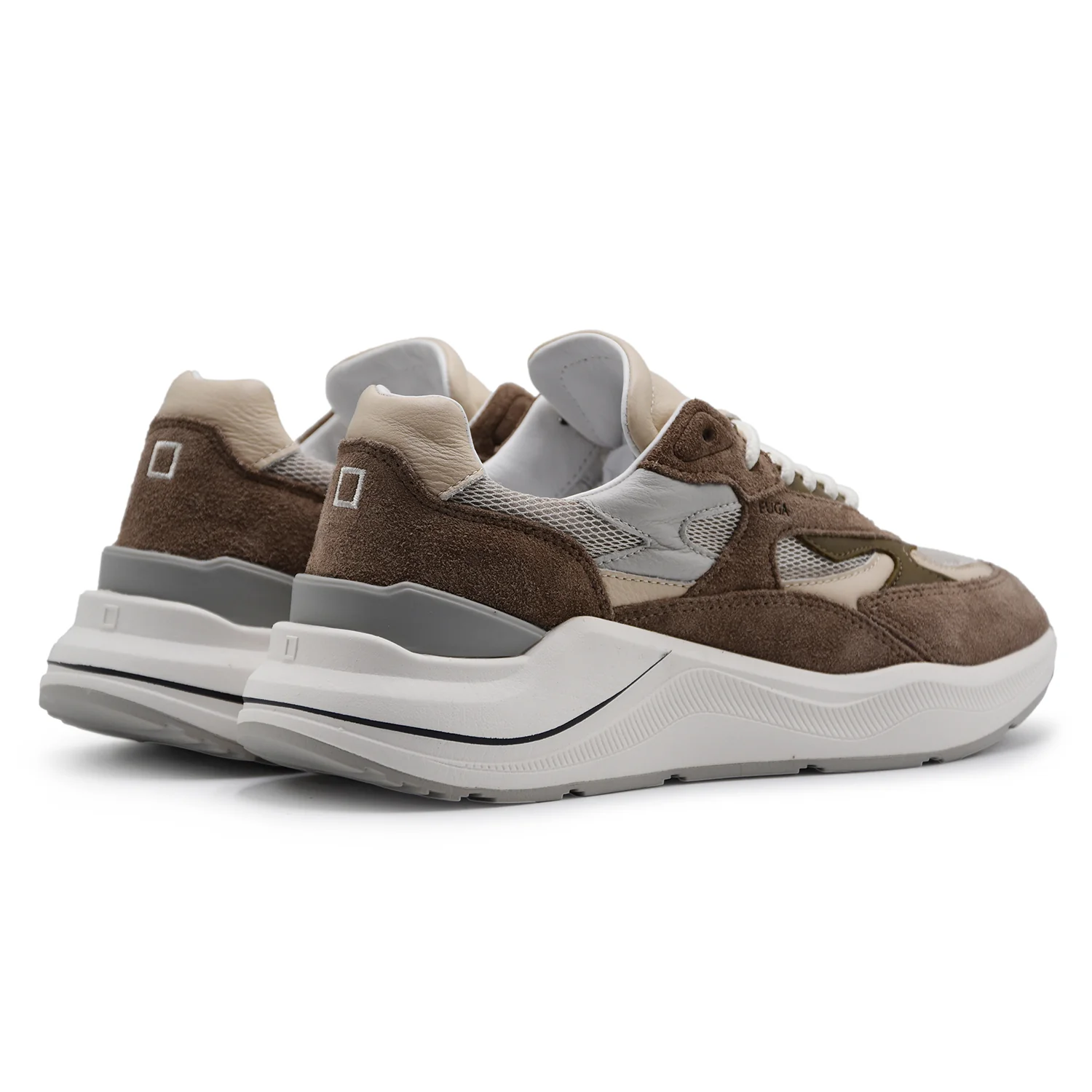 D.A.T.E. Sneakers Uomo FUGA Pelle Scamosciata Marrone E Tessuto - Image 4