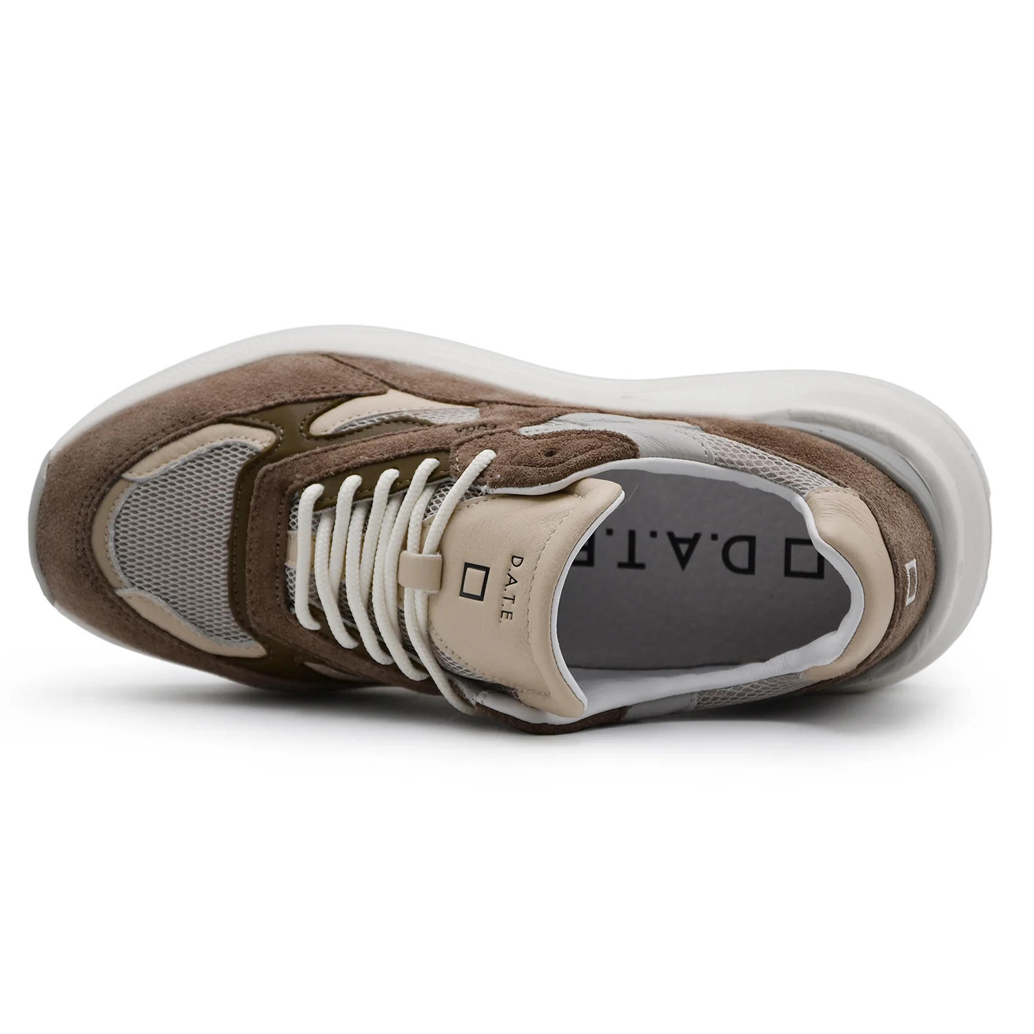 D.A.T.E. Sneakers Uomo FUGA Pelle Scamosciata Marrone E Tessuto - Image 5