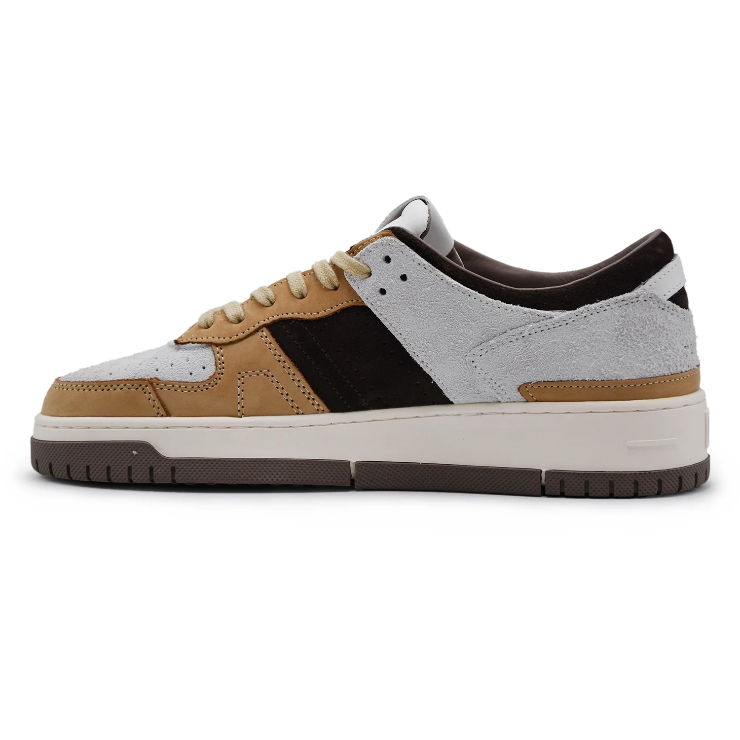 Sneakers Uomo D.A.T.E. TORNEO Pelle Beige E Grigio A Contrasto - Image 3