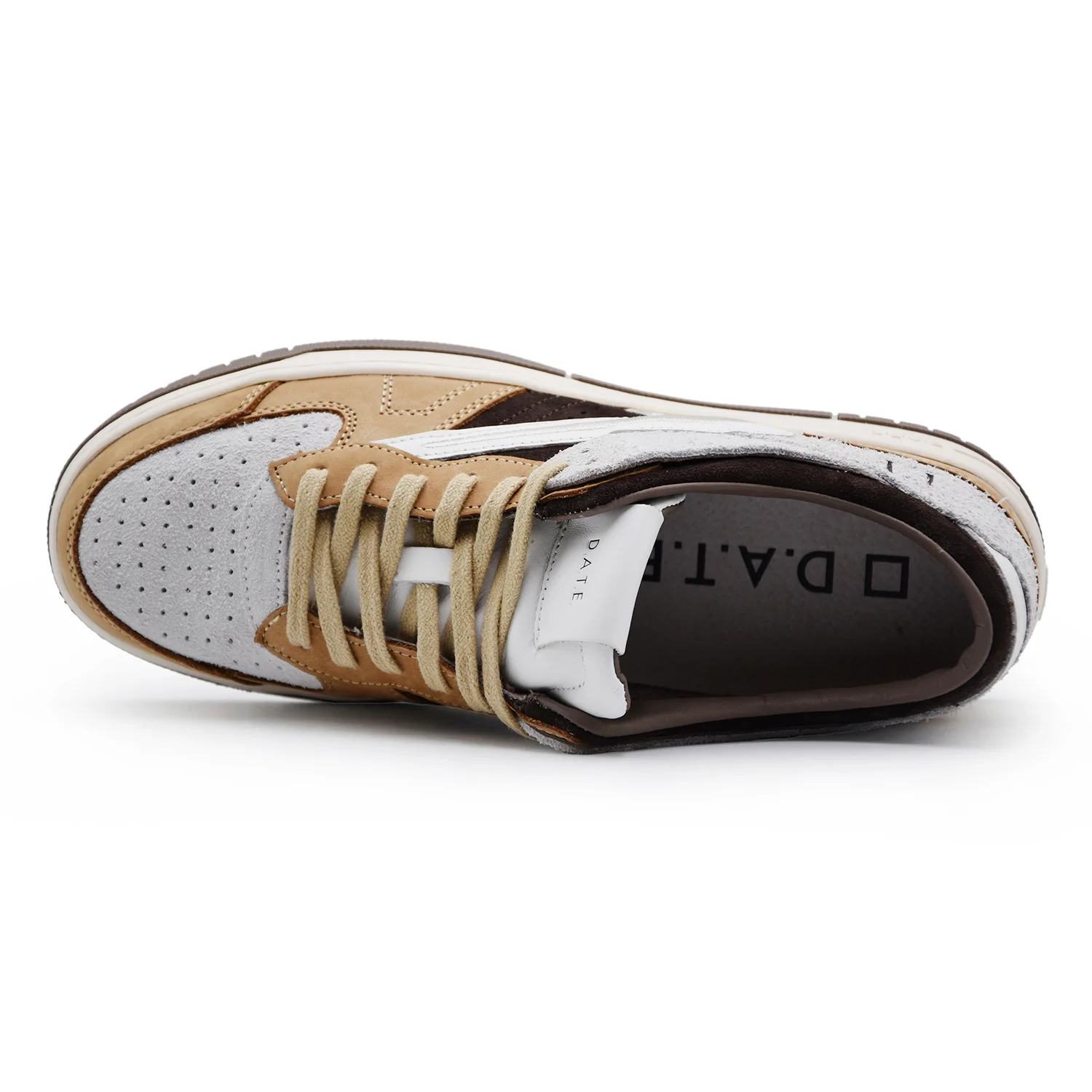 Sneakers Uomo D.A.T.E. TORNEO Pelle Beige E Grigio A Contrasto - Image 5
