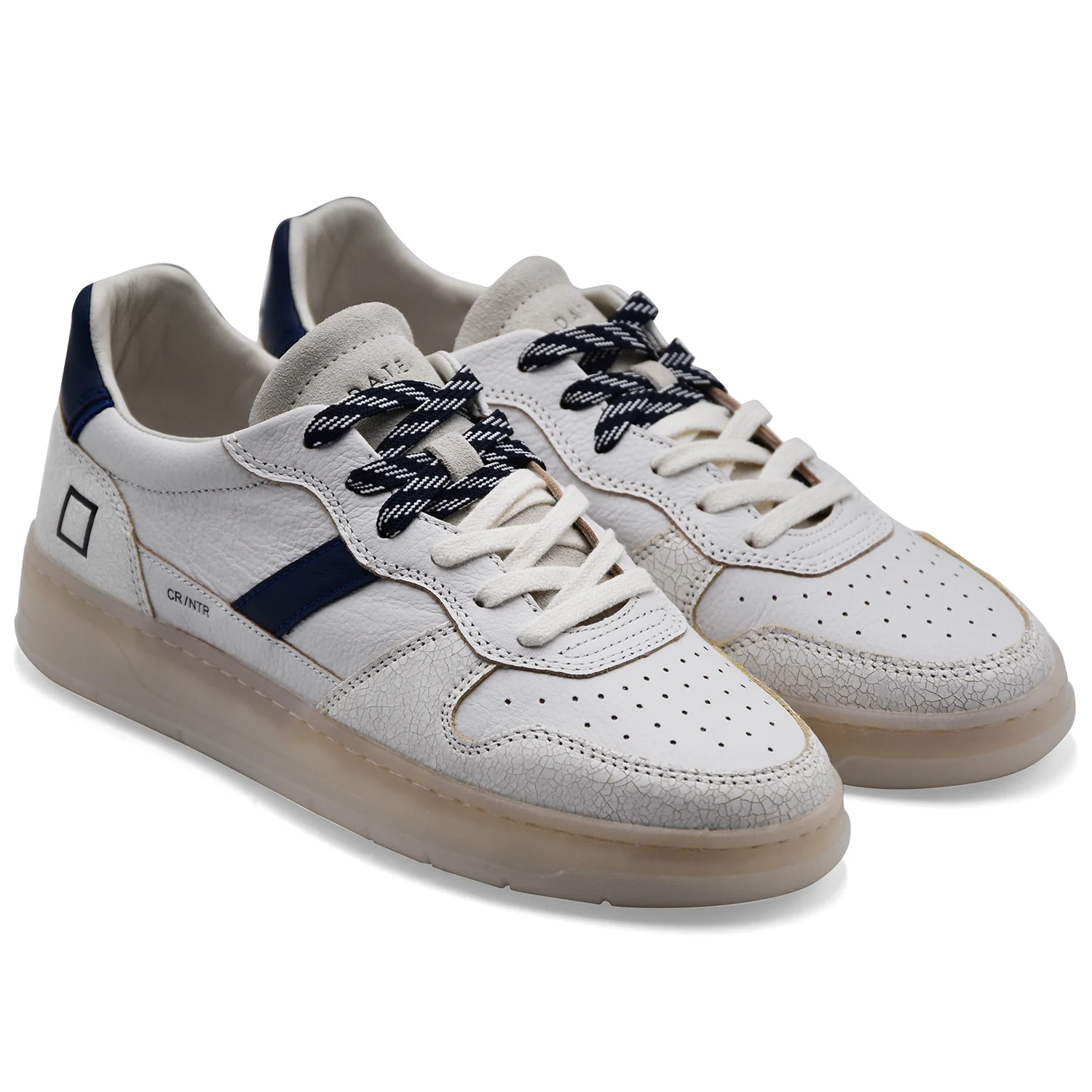 Sneakers D.A.T.E. Court 2.0 Bianco Blu Uomo Effetto Cracklé - Image 2