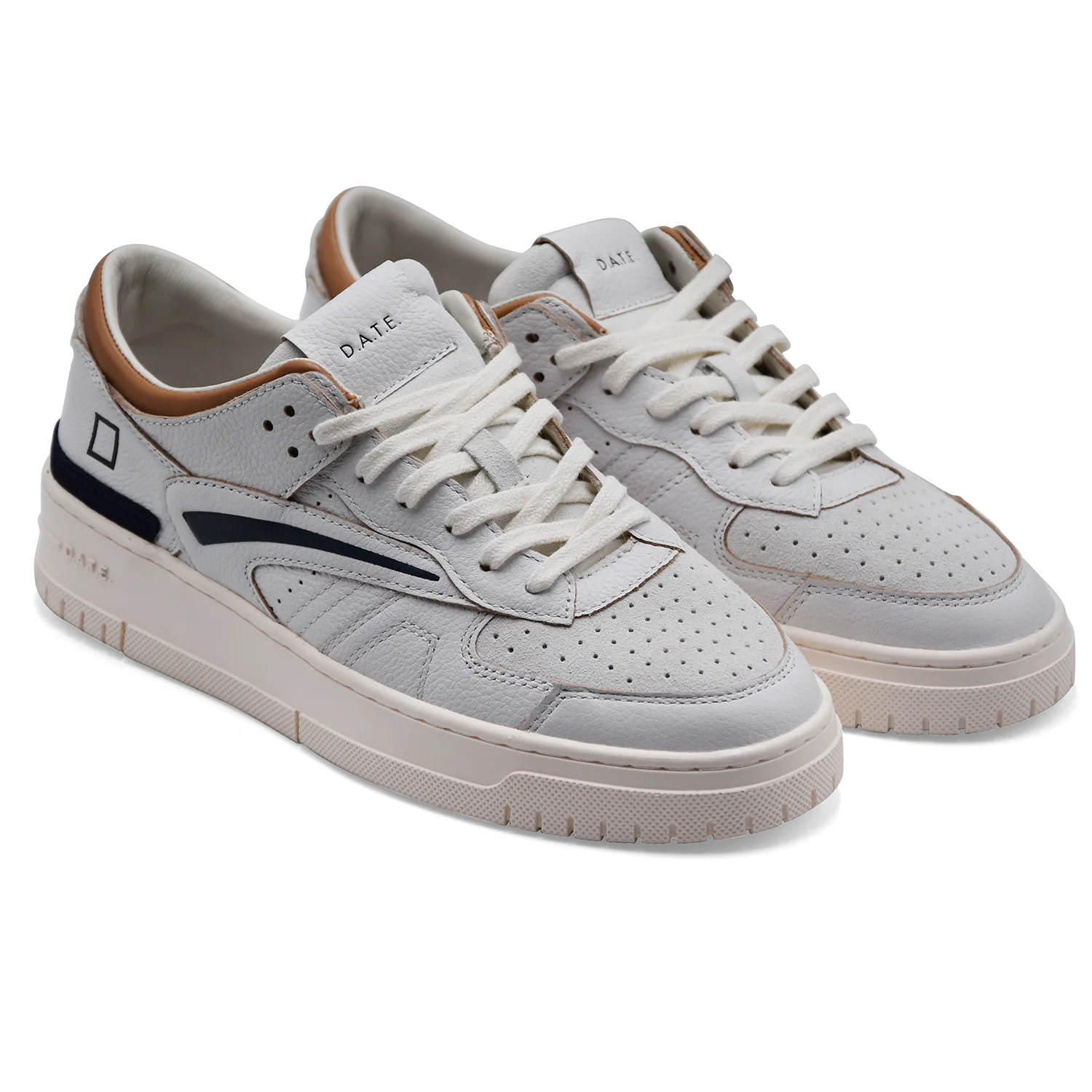 Sneakers D.A.T.E. Torneo Bianco Blu Uomo Logo Del Brand Cucito - Image 2
