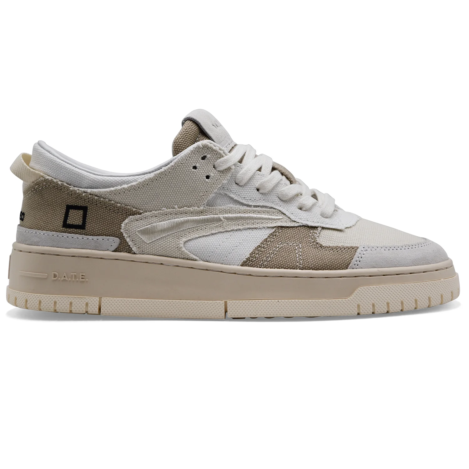 Sneakers Uomo D.A.T.E. Torneo Fringed Natural Bianco E Beige