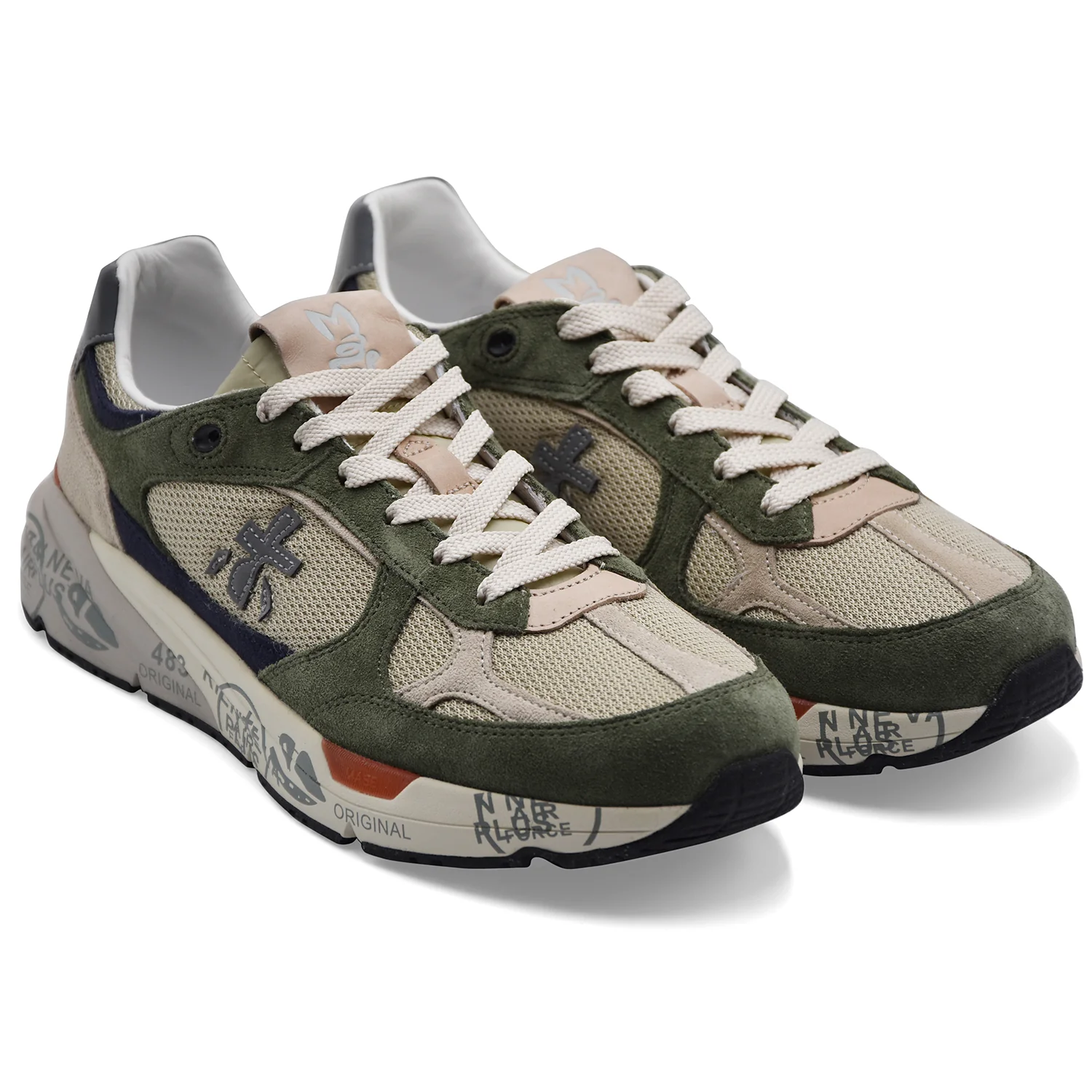 Sneakers Uomo Premiata Mase 25 8015 Verde Militare Arancione - Image 2