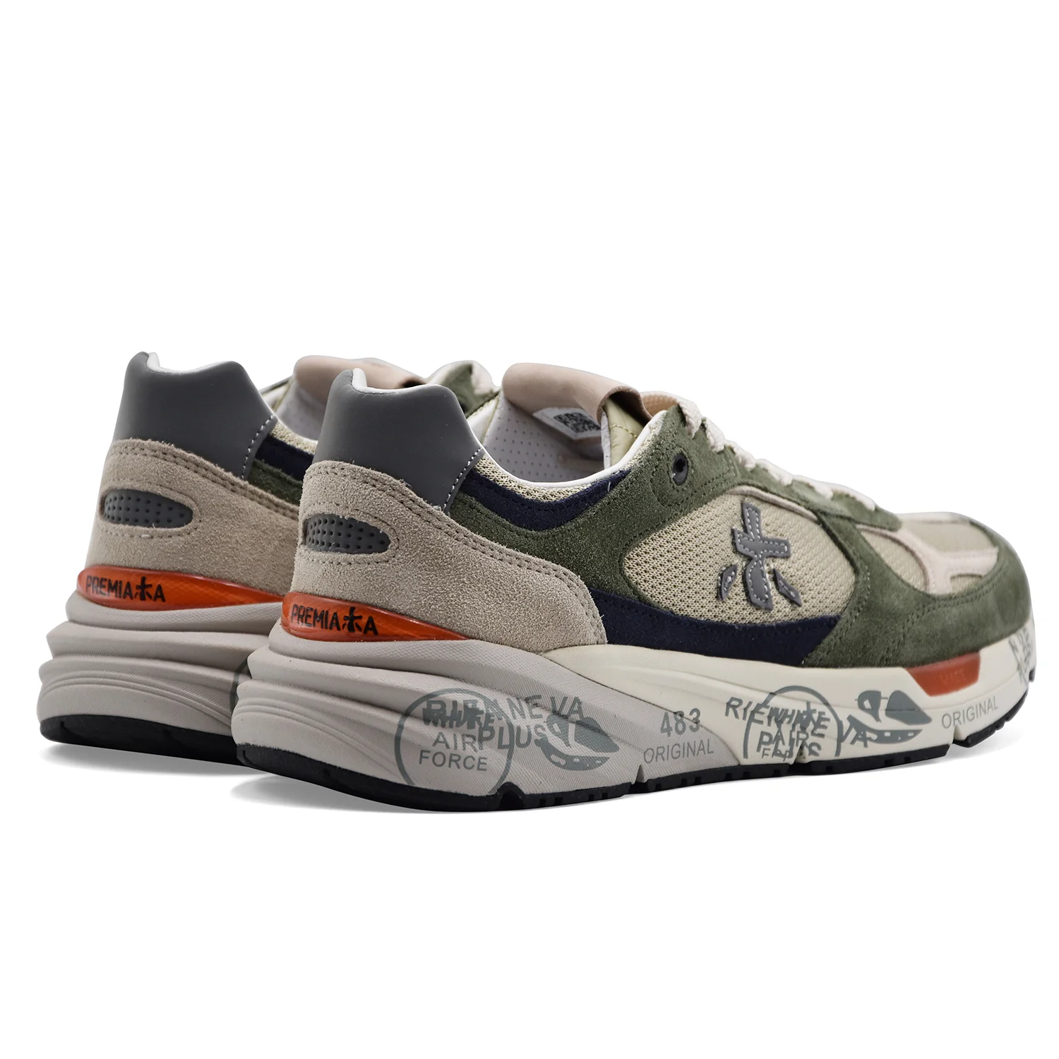 Sneakers Uomo Premiata Mase 25 8015 Verde Militare Arancione - Image 3