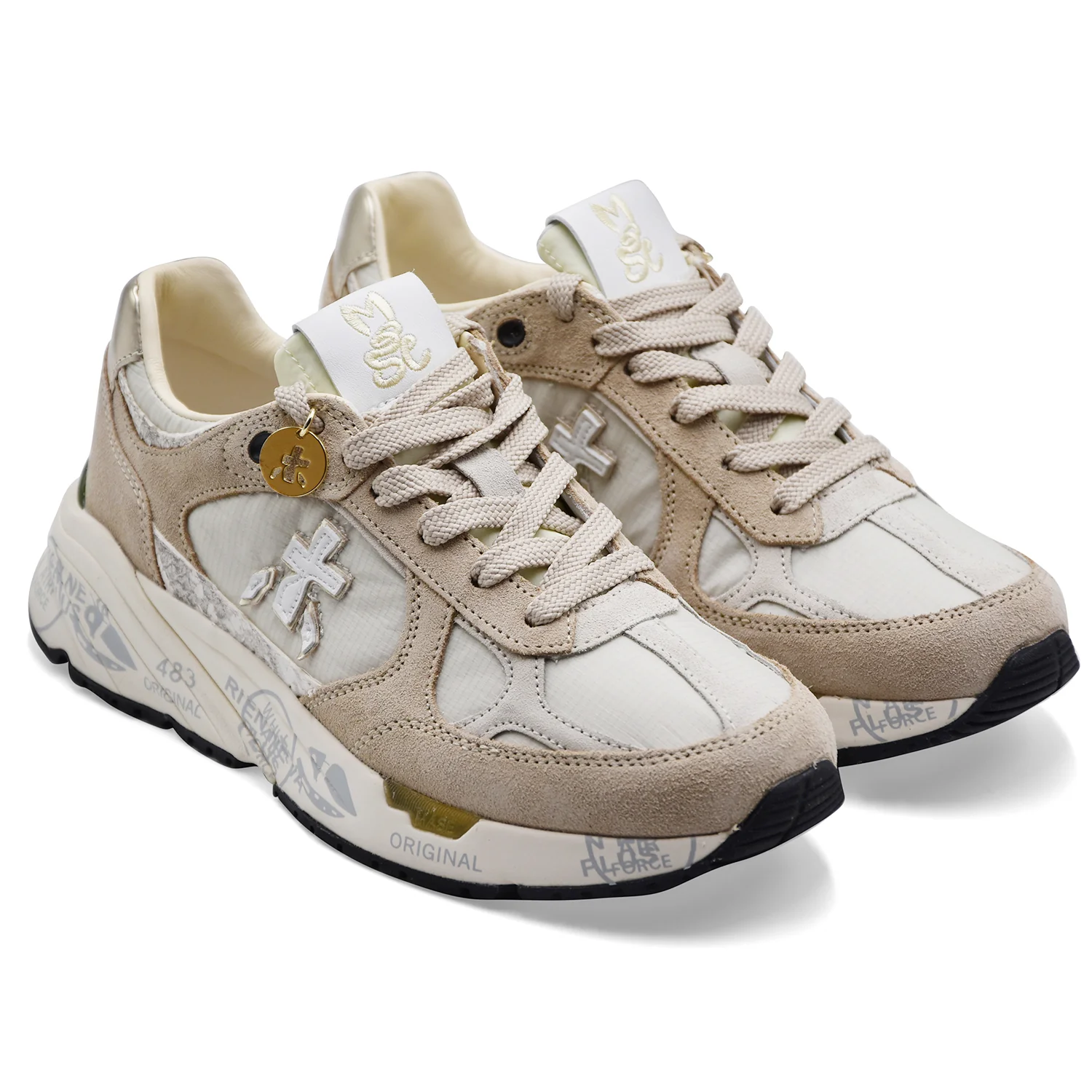 Sneakers Premiata Donna MASED 8116 In Pelle Scamosciata Beige - Image 2