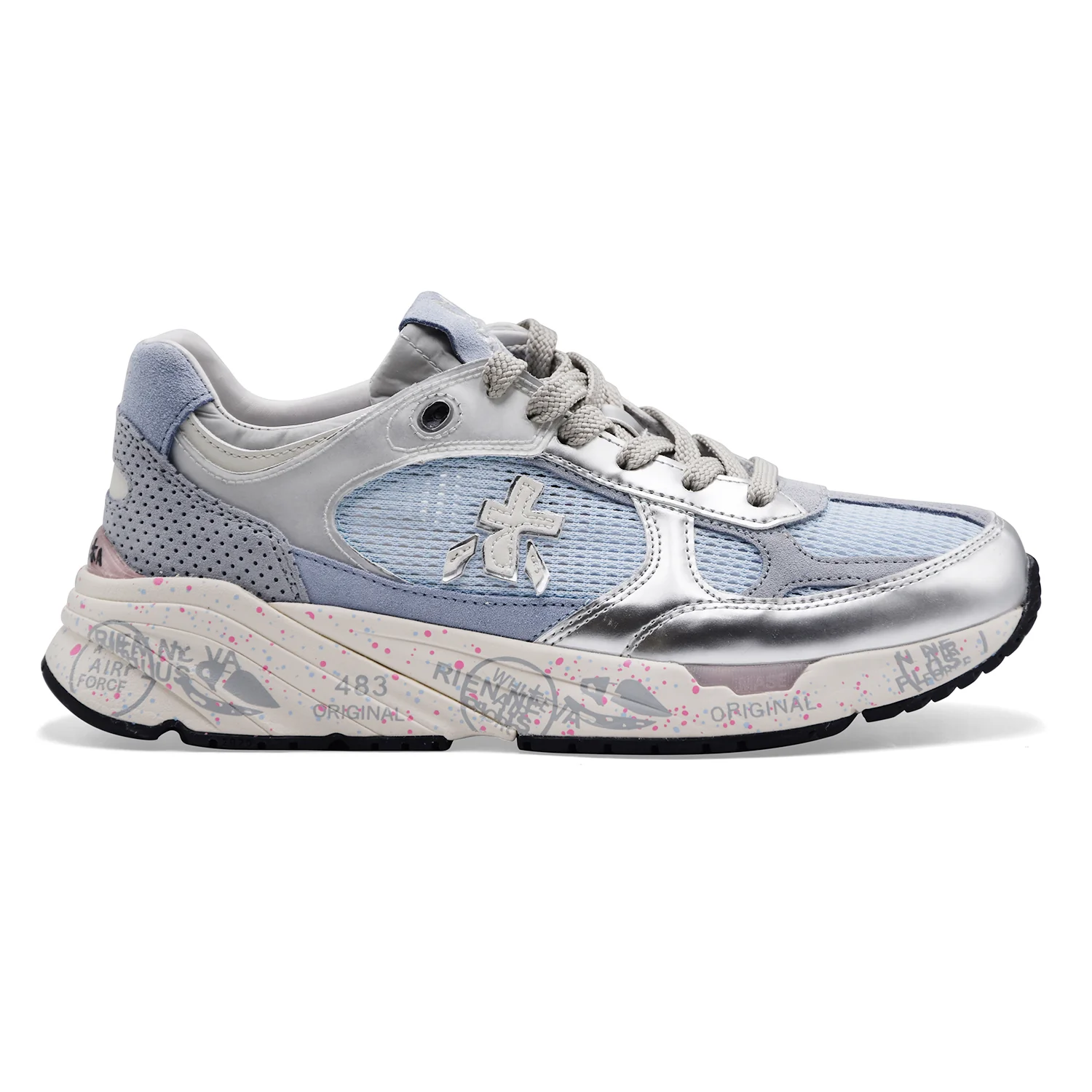 Sneakers Donna Premiata Mased 8205 In Pelle Mesh Light Blue