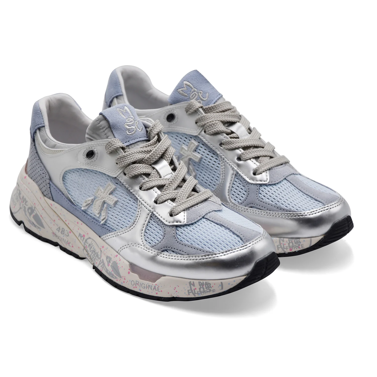 Sneakers Donna Premiata Mased 8205 In Pelle Mesh Light Blue - Image 2