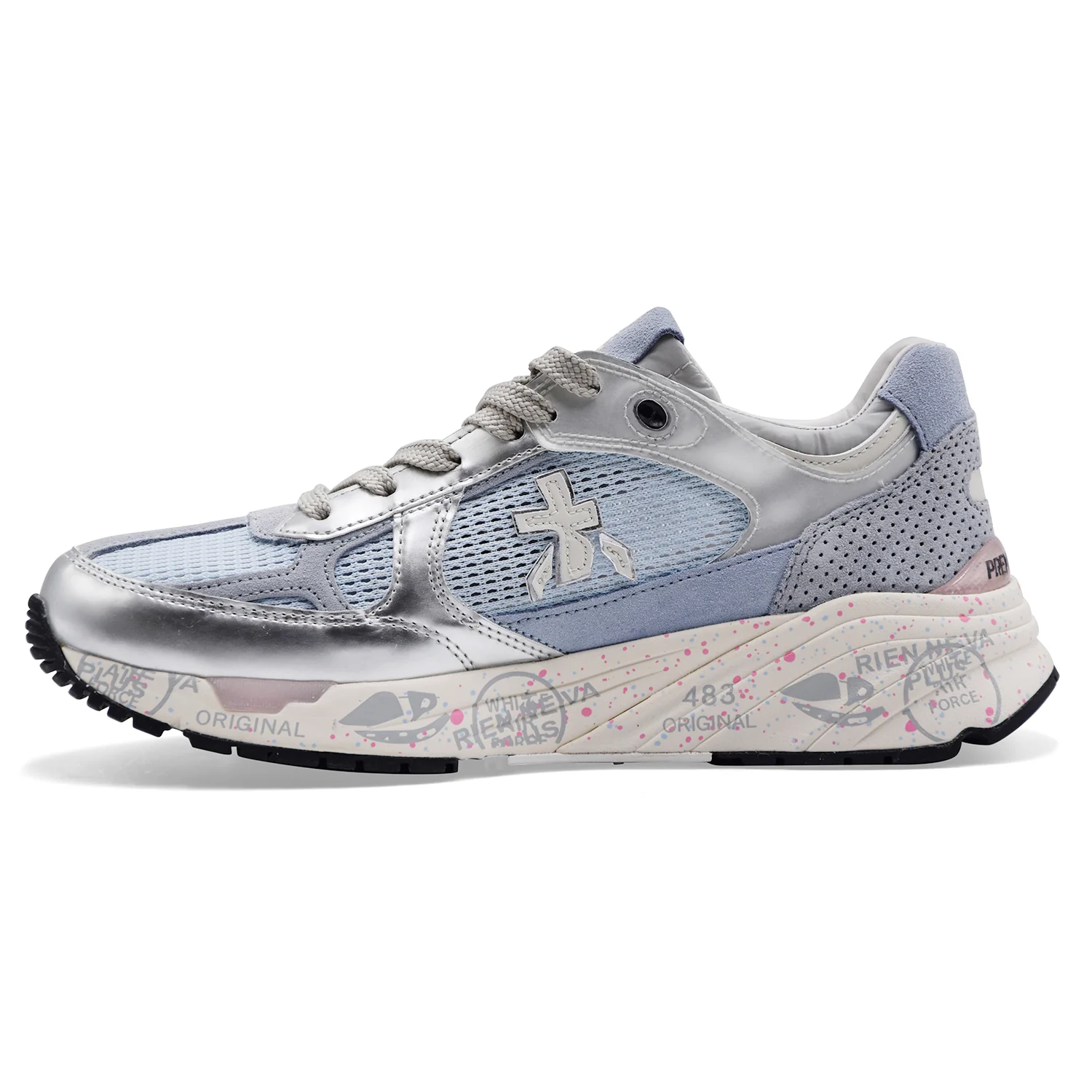 Sneakers Donna Premiata Mased 8205 In Pelle Mesh Light Blue - Image 4