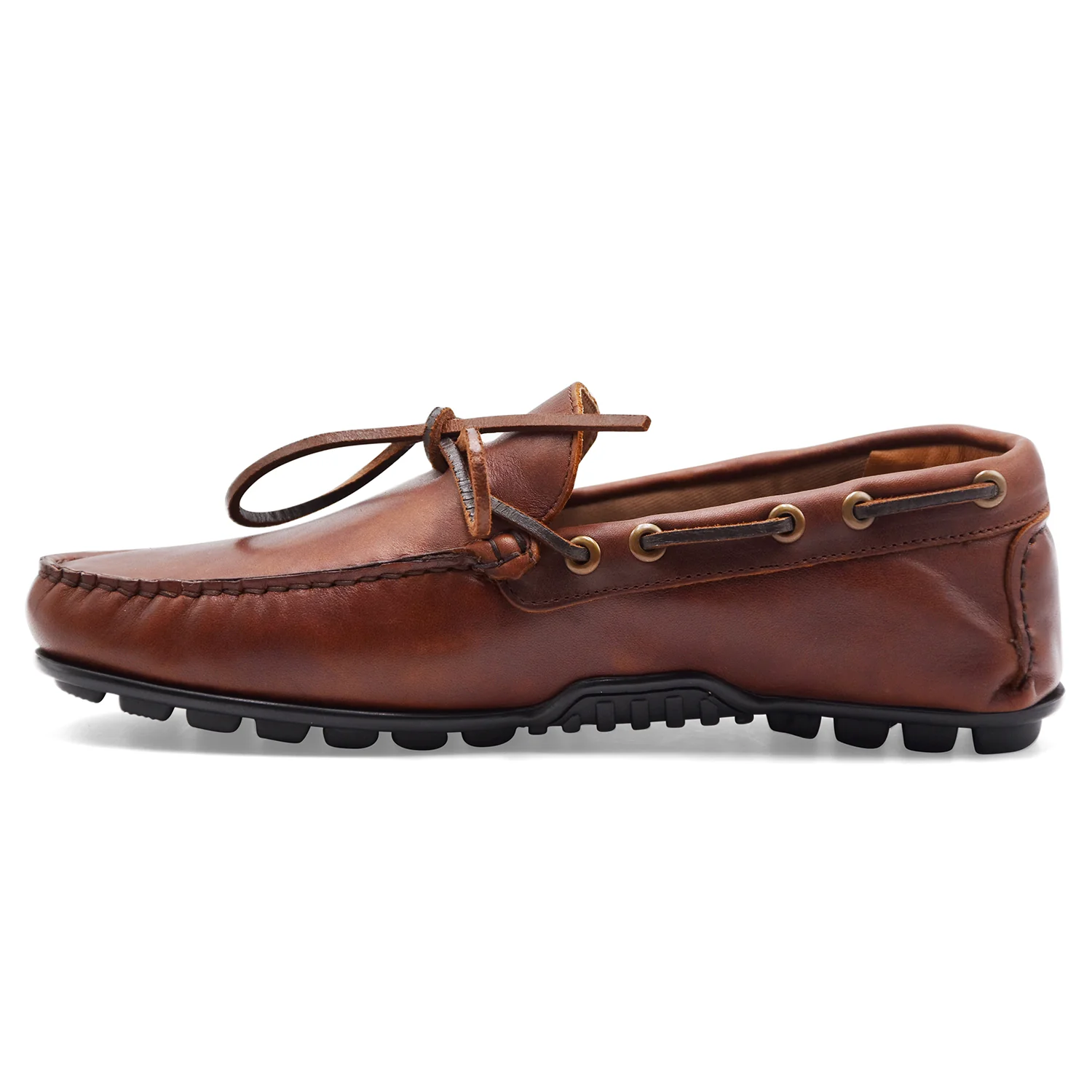Car Shoe Uomo Marrone Barbour Courage Driving Shoe Vera Pelle - Image 2