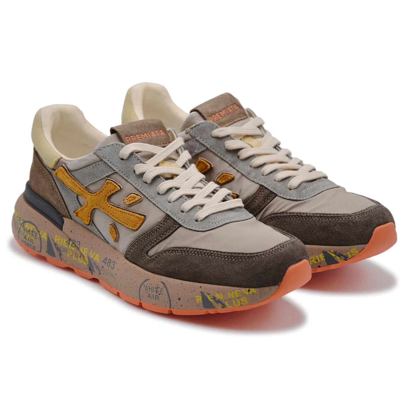 Sneakers Premiata Uomo Mick 7866 Marrone Taupe Contrasti Colore - Image 2