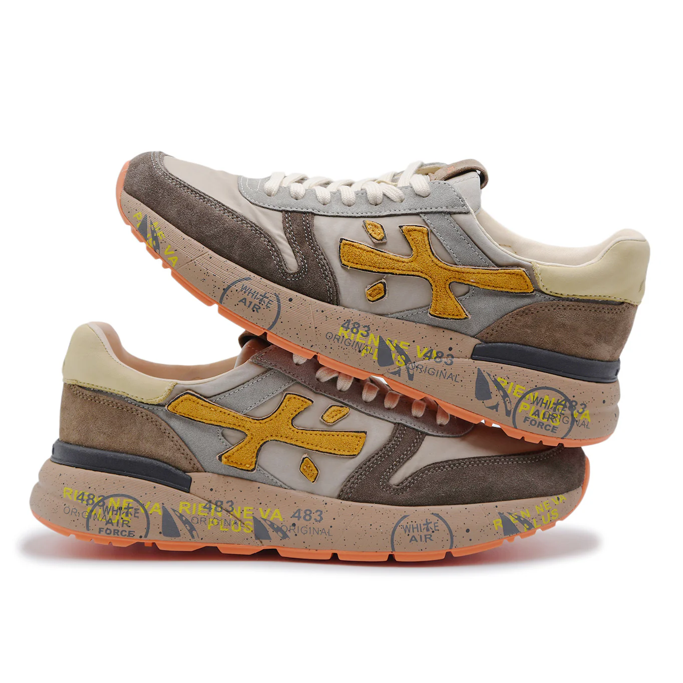 Sneakers Premiata Uomo Mick 7866 Marrone Taupe Contrasti Colore - Image 3
