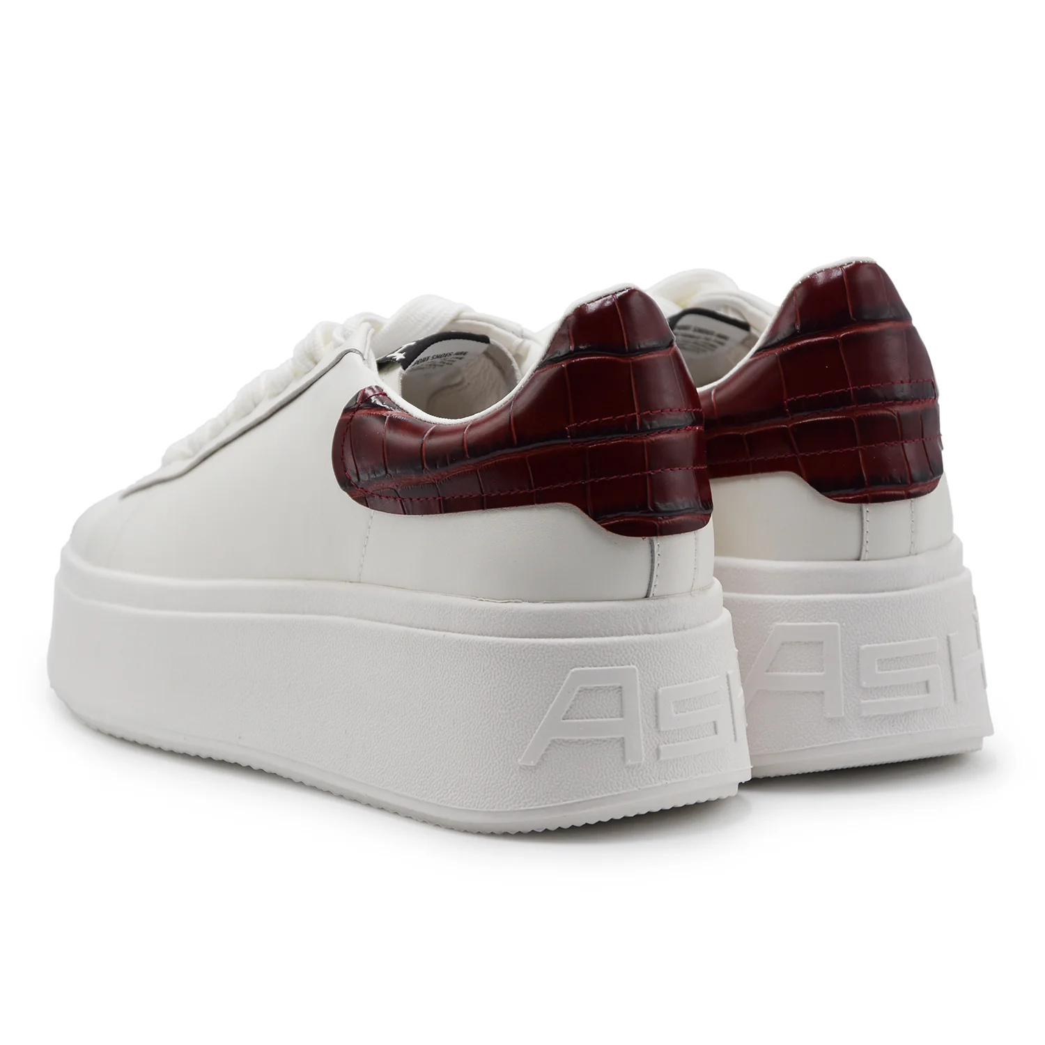 Sneakers Ash Donna Moby 04 Bianco Con Talloncino Cocco Bordeaux - Image 3