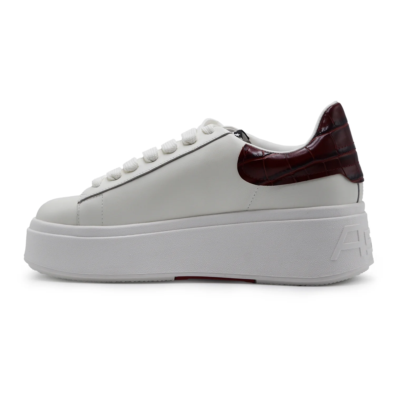 Sneakers Ash Donna Moby 04 Bianco Con Talloncino Cocco Bordeaux - Image 4