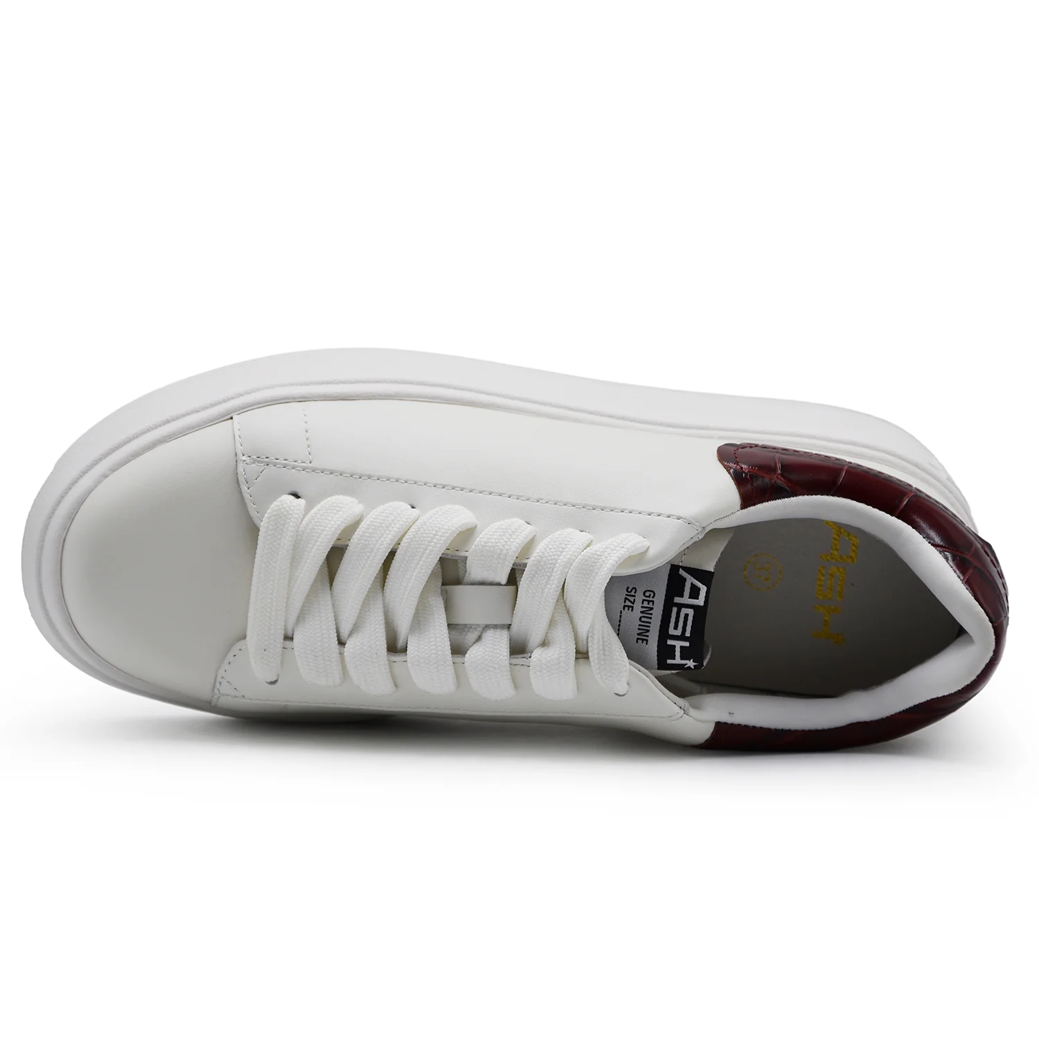 Sneakers Ash Donna Moby 04 Bianco Con Talloncino Cocco Bordeaux - Image 5