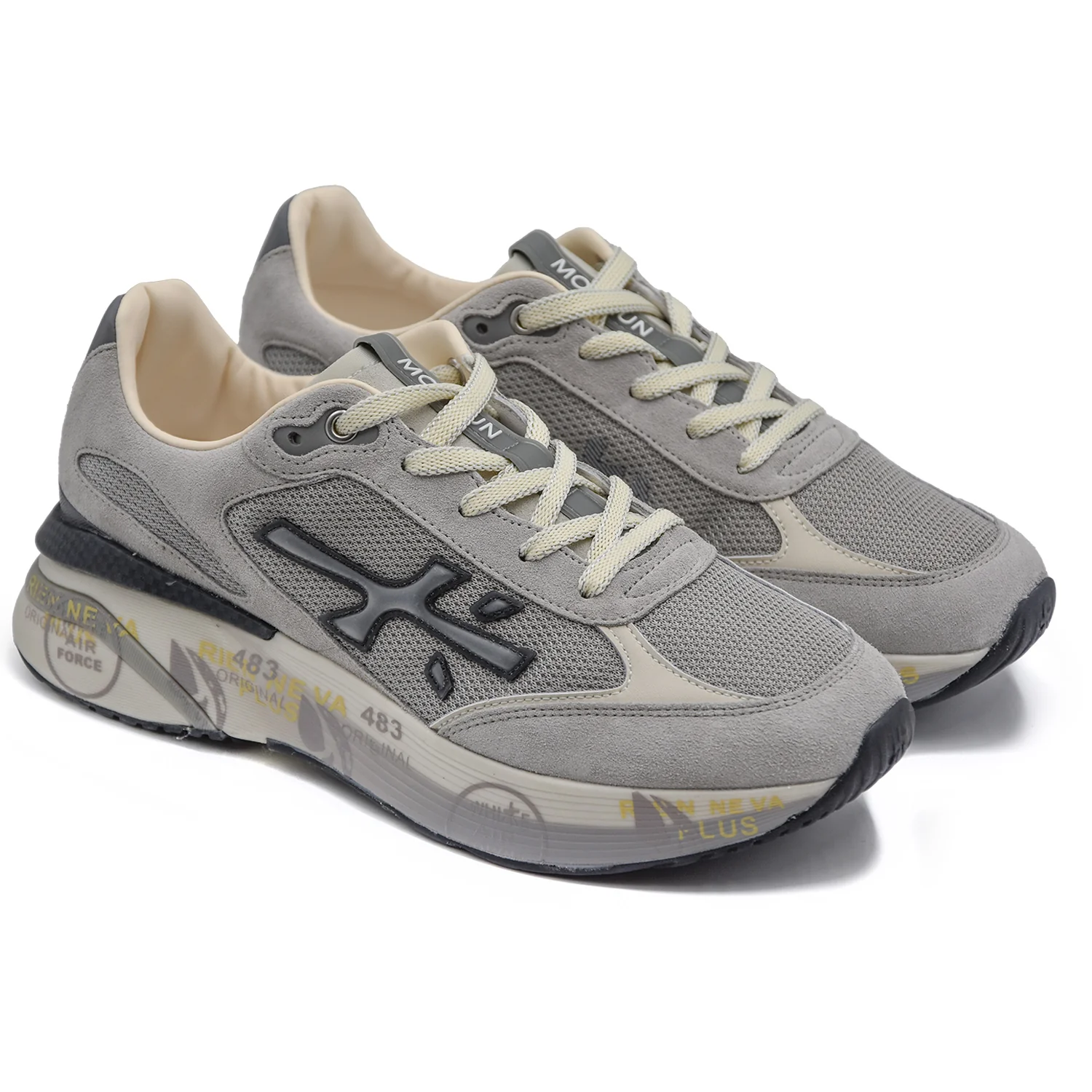 Premiata Uomo Sneakers Grigio Moe Run 7304 Leggerezza Movimento - Image 2