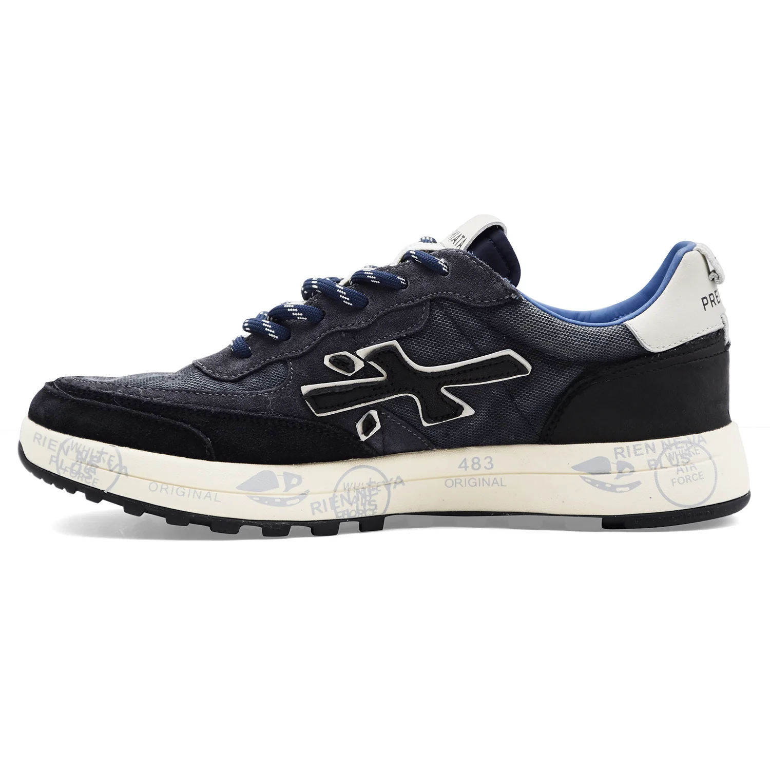 Sneakers Uomo Premiata Nous 7726 Pelle Scamosciata Tessuto Blu - Image 4