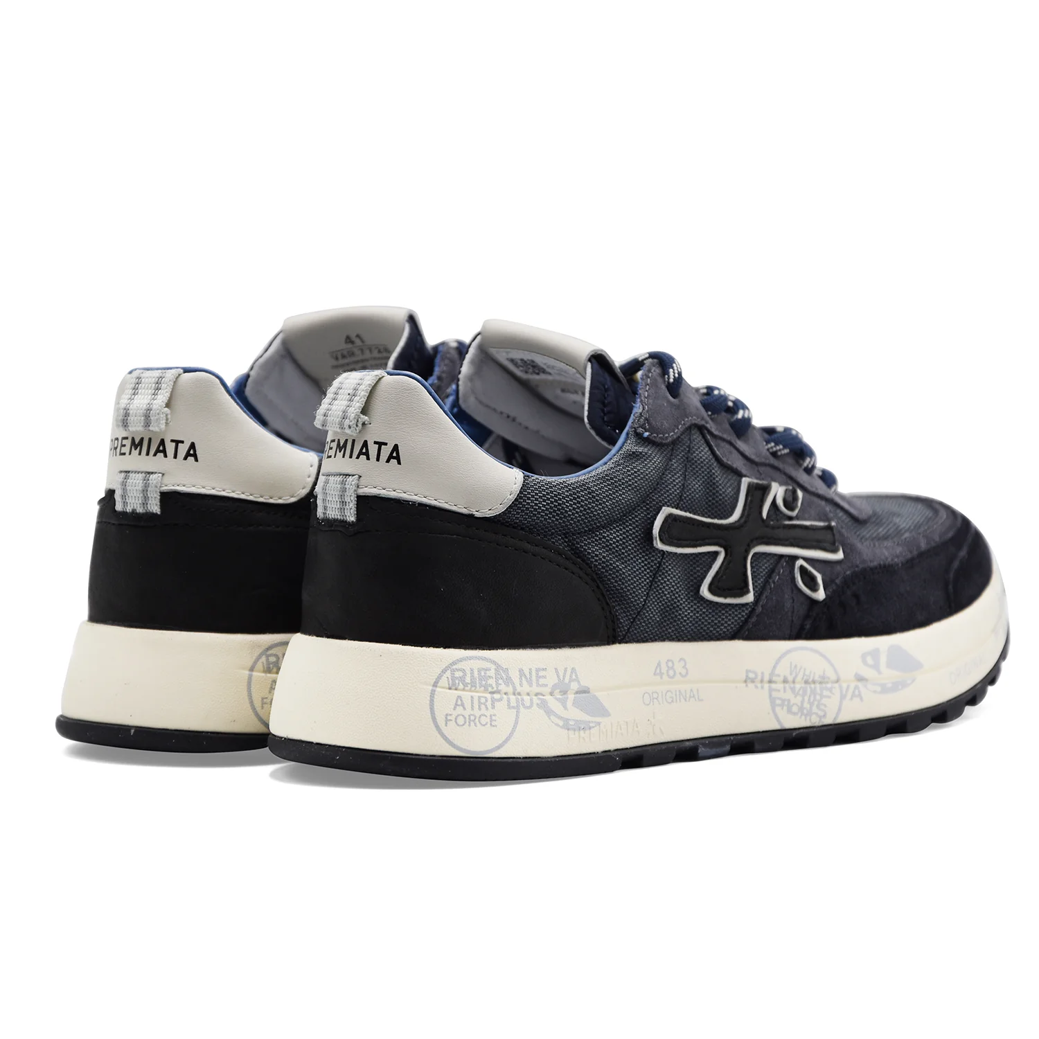 Sneakers Uomo Premiata Nous 7726 Pelle Scamosciata Tessuto Blu - Image 5