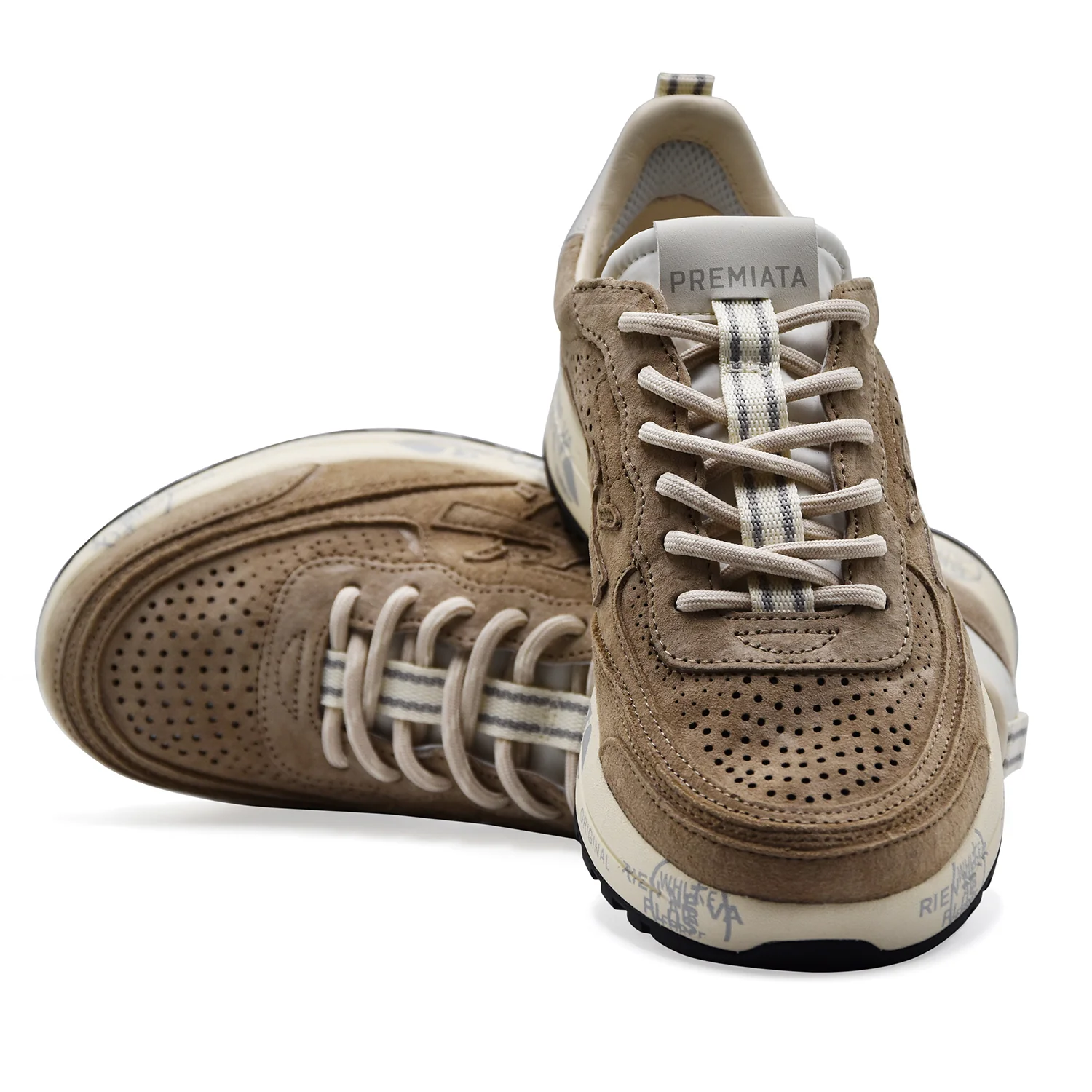 Sneakers Premiata Nous 8288 Uomo Camoscio Beige Micro Forature - Image 3