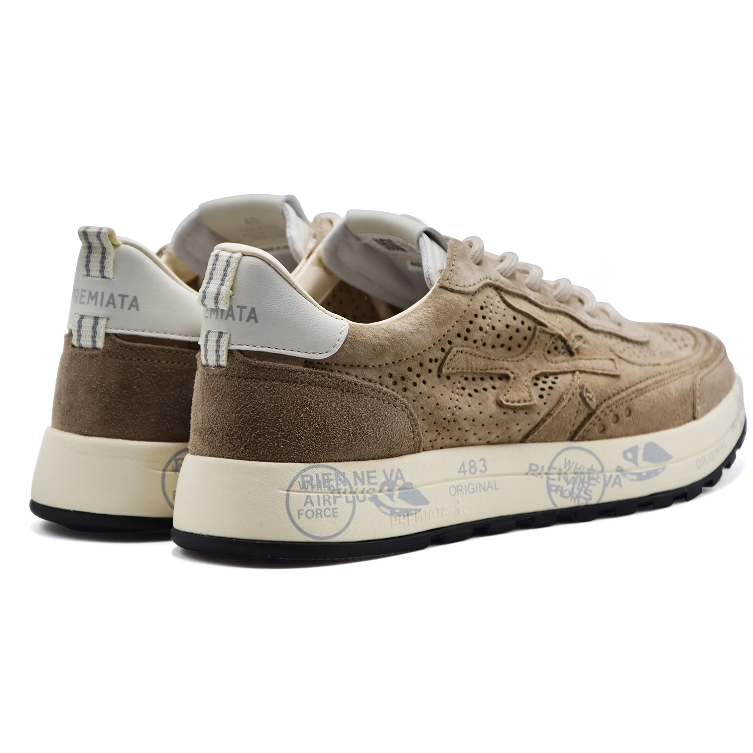 Sneakers Premiata Nous 8288 Uomo Camoscio Beige Micro Forature - Image 4