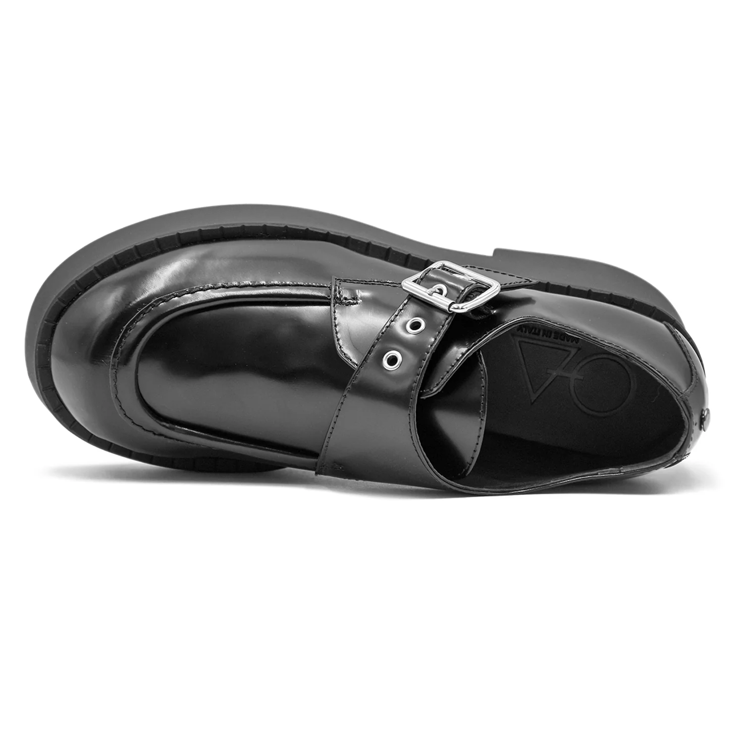 Scarpa Monk Strap Nero Loafer Fibbia Laterale A Chiusura Donna - Image 4