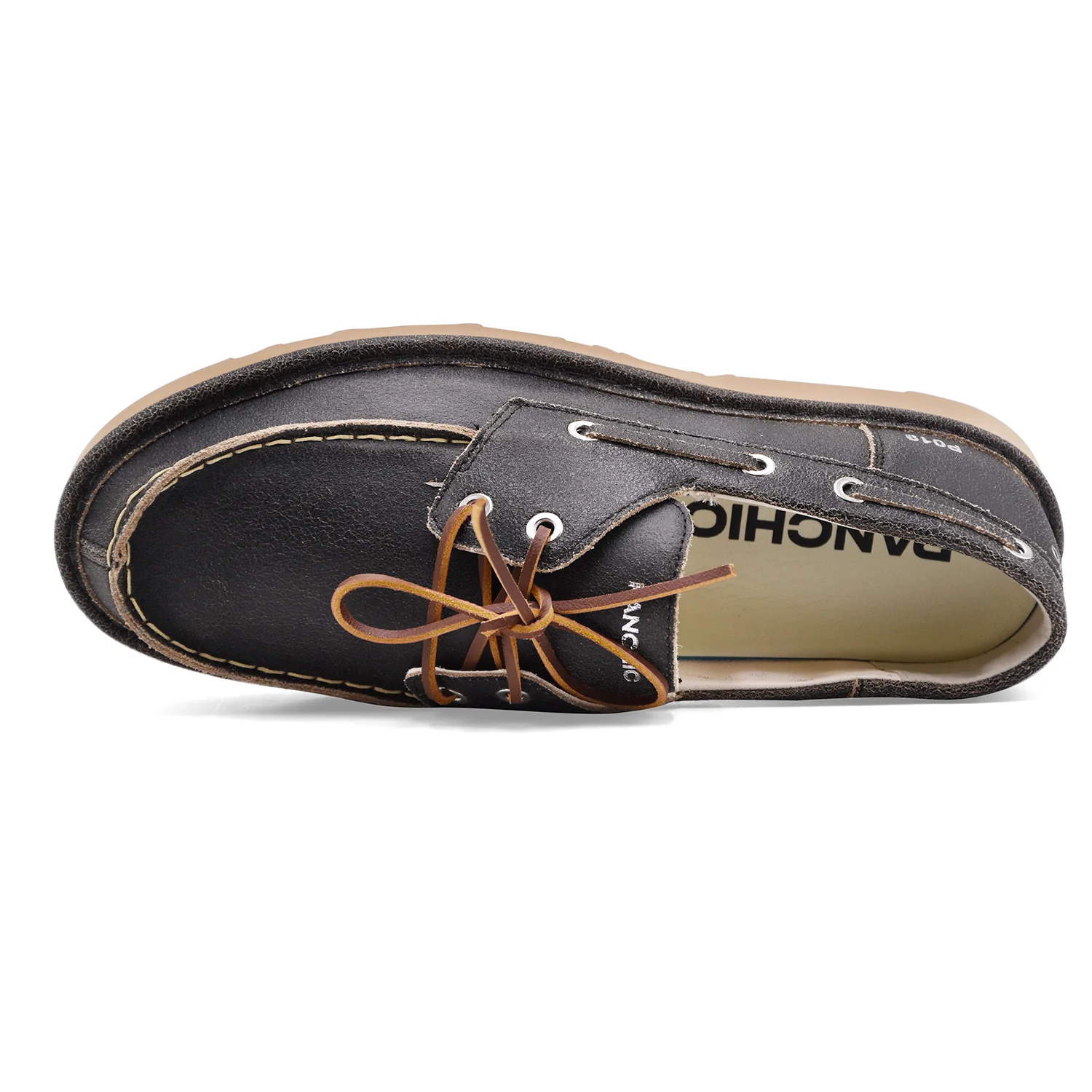 Panchic Uomo Scarpe Da Barca P019 Nero Pelle Effetto Vintage - Image 3