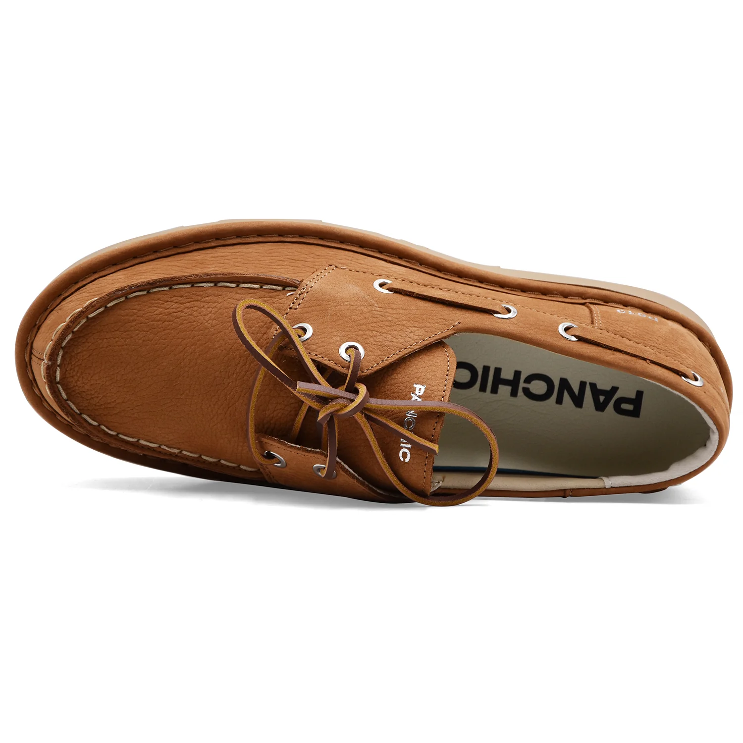 Scarpe Da Barca Panchic Uomo Nubuck Tonalità Cammello P019LACE-UP - Image 3