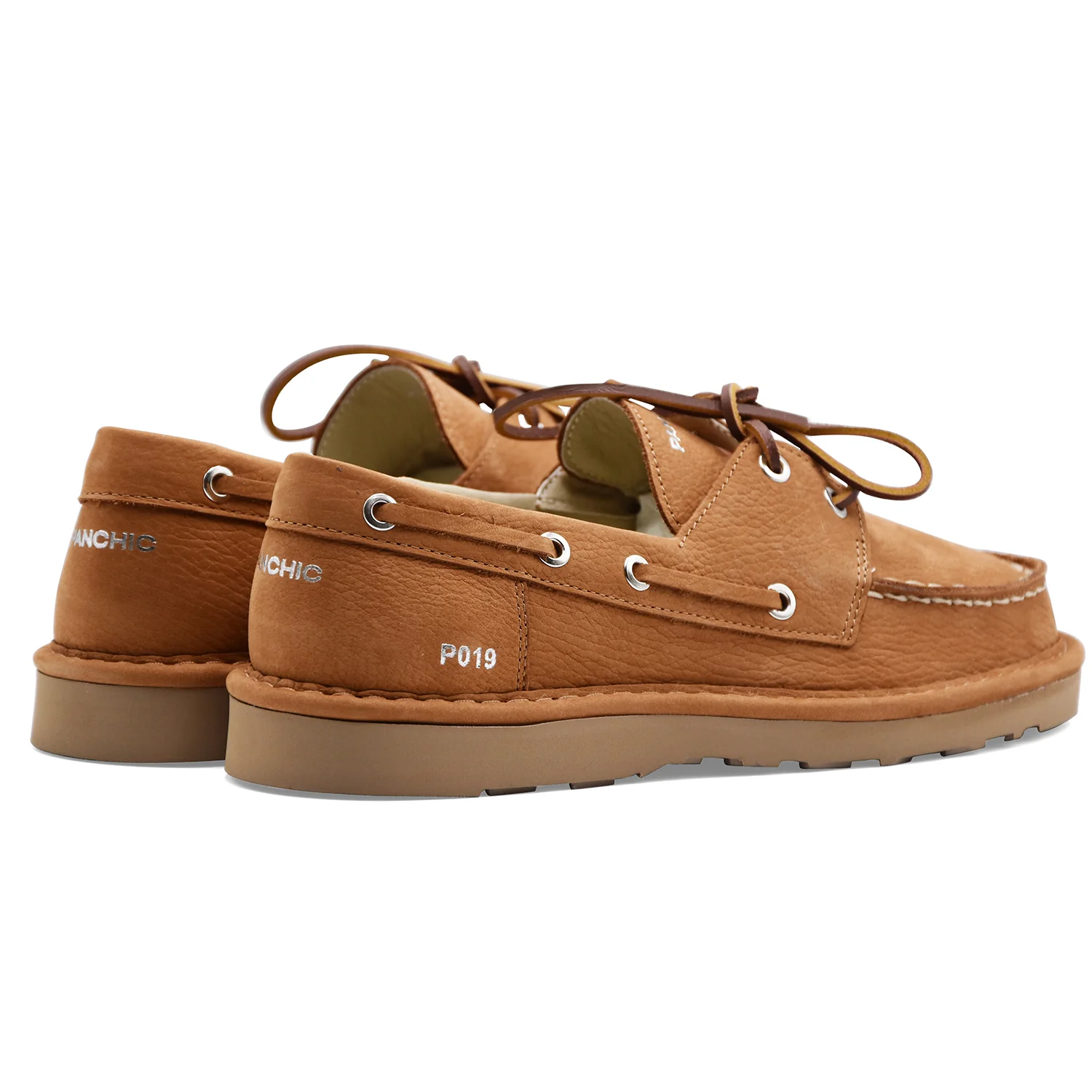 Scarpe Da Barca Panchic Uomo Nubuck Tonalità Cammello P019LACE-UP - Image 5