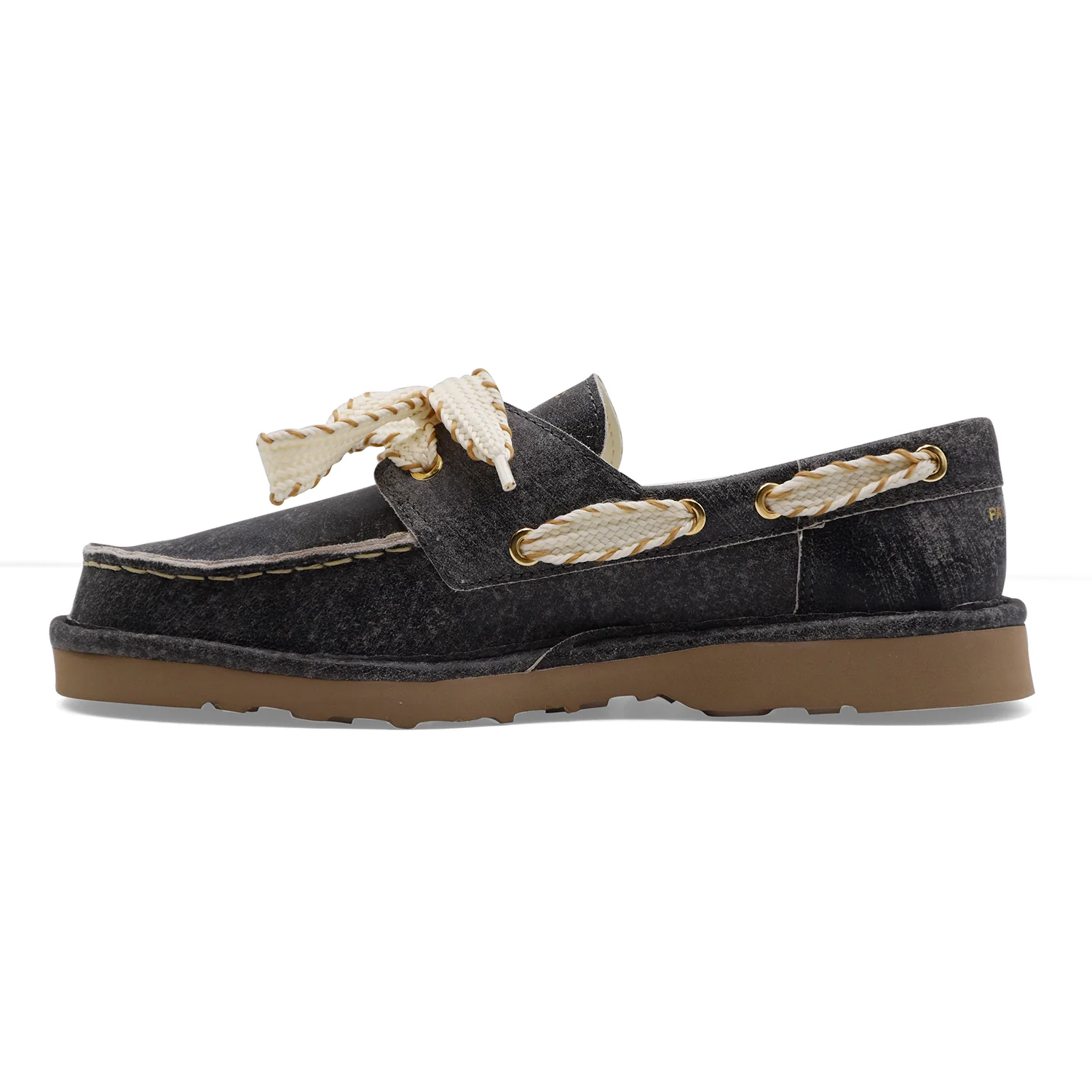 Scarpe Da Barca Panchic Donna P019 Pelle Nero Effetto Vintage - Image 4