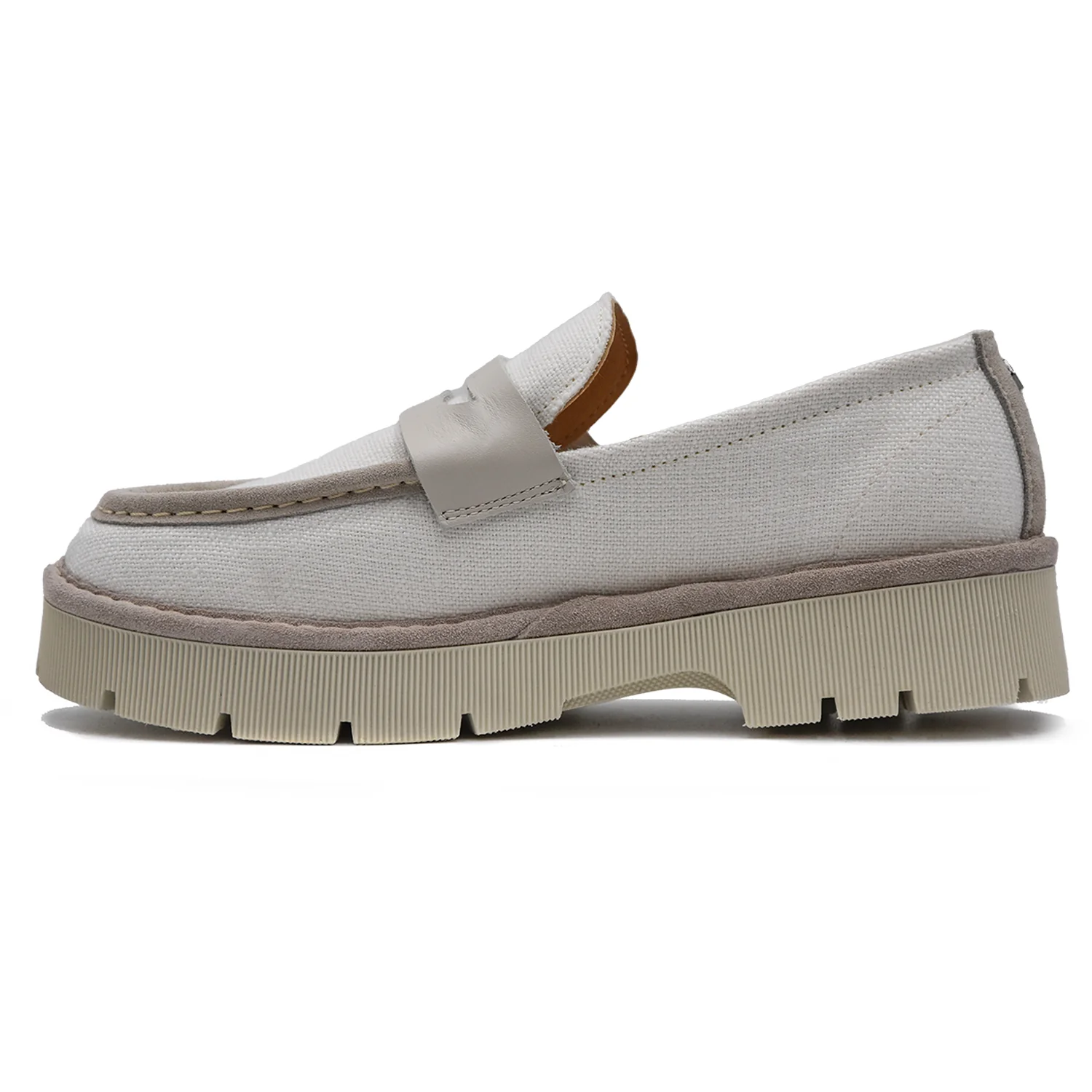 Mocassini Panchic P99 Donna Bianco Dalla Suola Rigata A Contrasto - Image 3