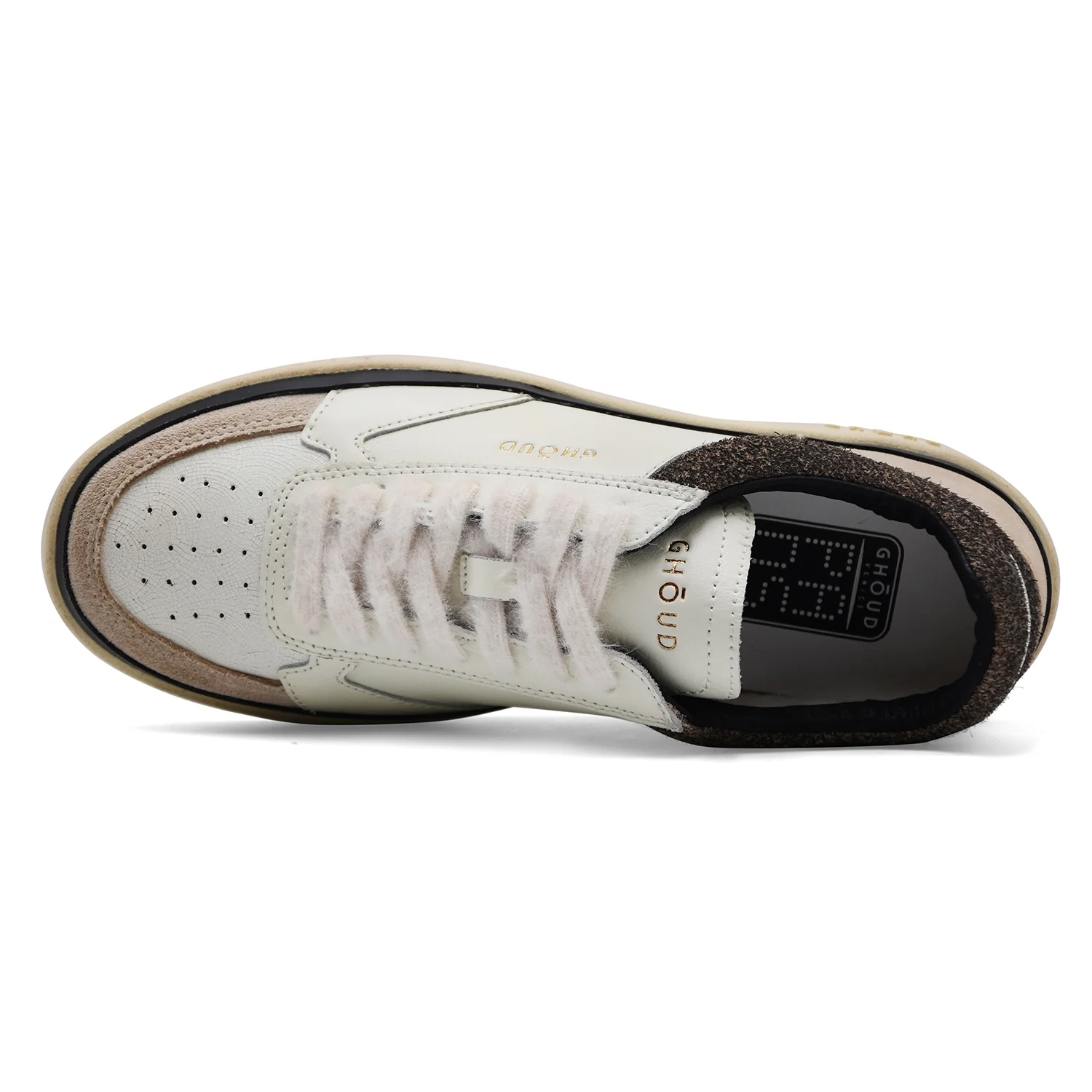 Sneakers Uomo Ghoud PBLM AR01 Bianco E Pelle Scamosciata Beige - Image 5