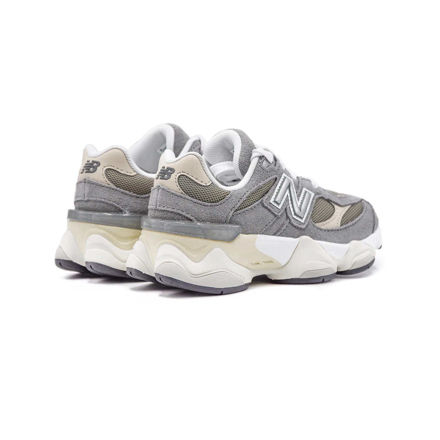 New Balance 9060 Grigio Bambino Sneakers Suola Motivo A Rombi - Image 3