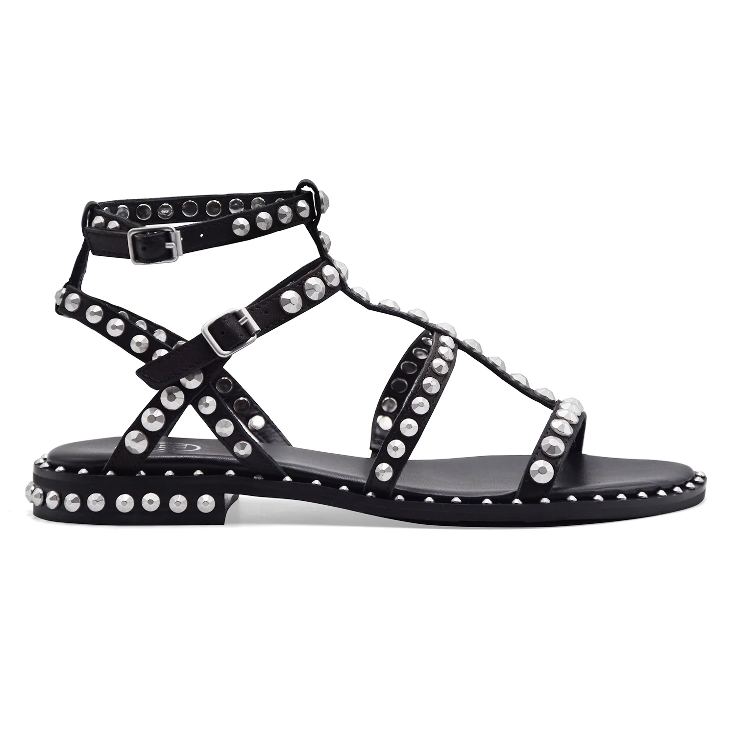 Sandali Donna Ash Precious 01 Nero Borchie Argento Decorative