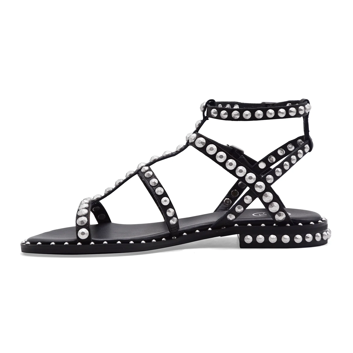 Sandali Donna Ash Precious 01 Nero Borchie Argento Decorative - Image 4